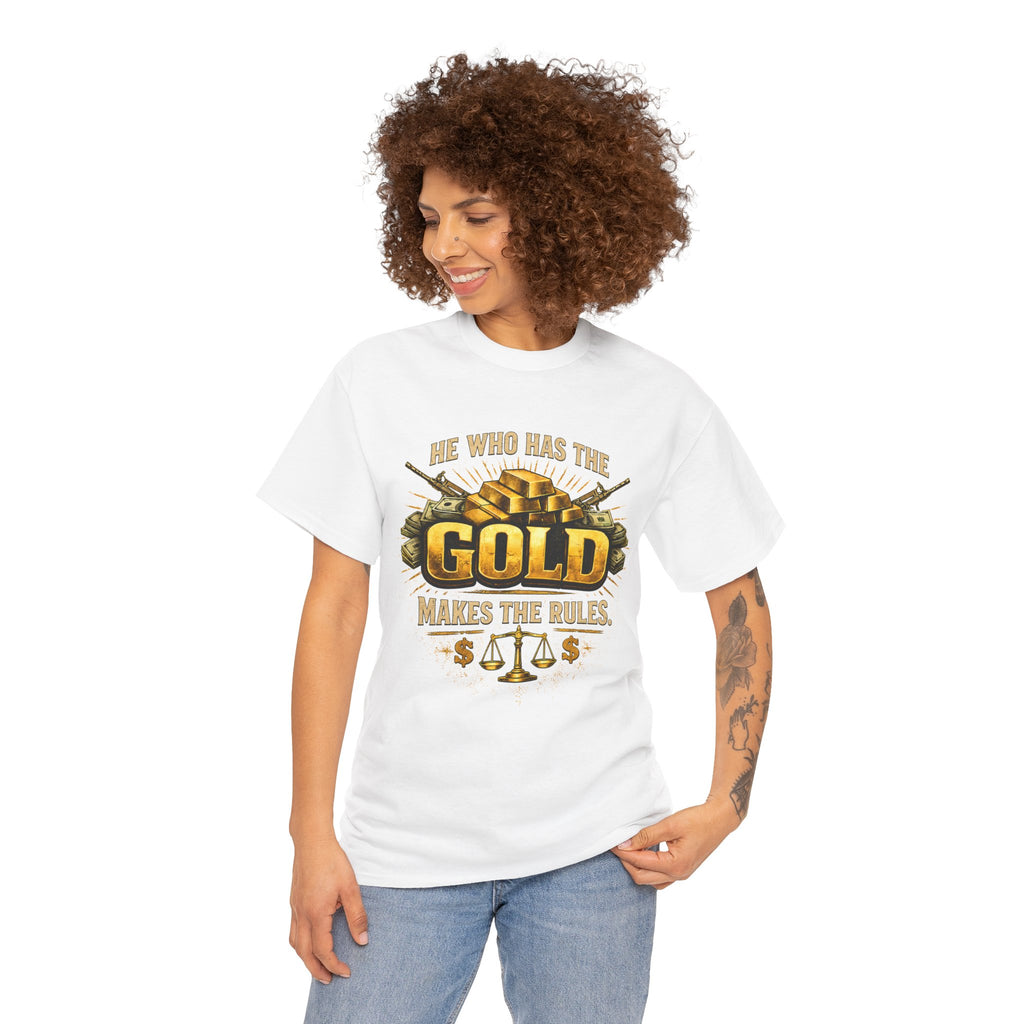 'He Who Has the Gold Makes the Rules' Vintage Justice Tee -- Gildan 5000