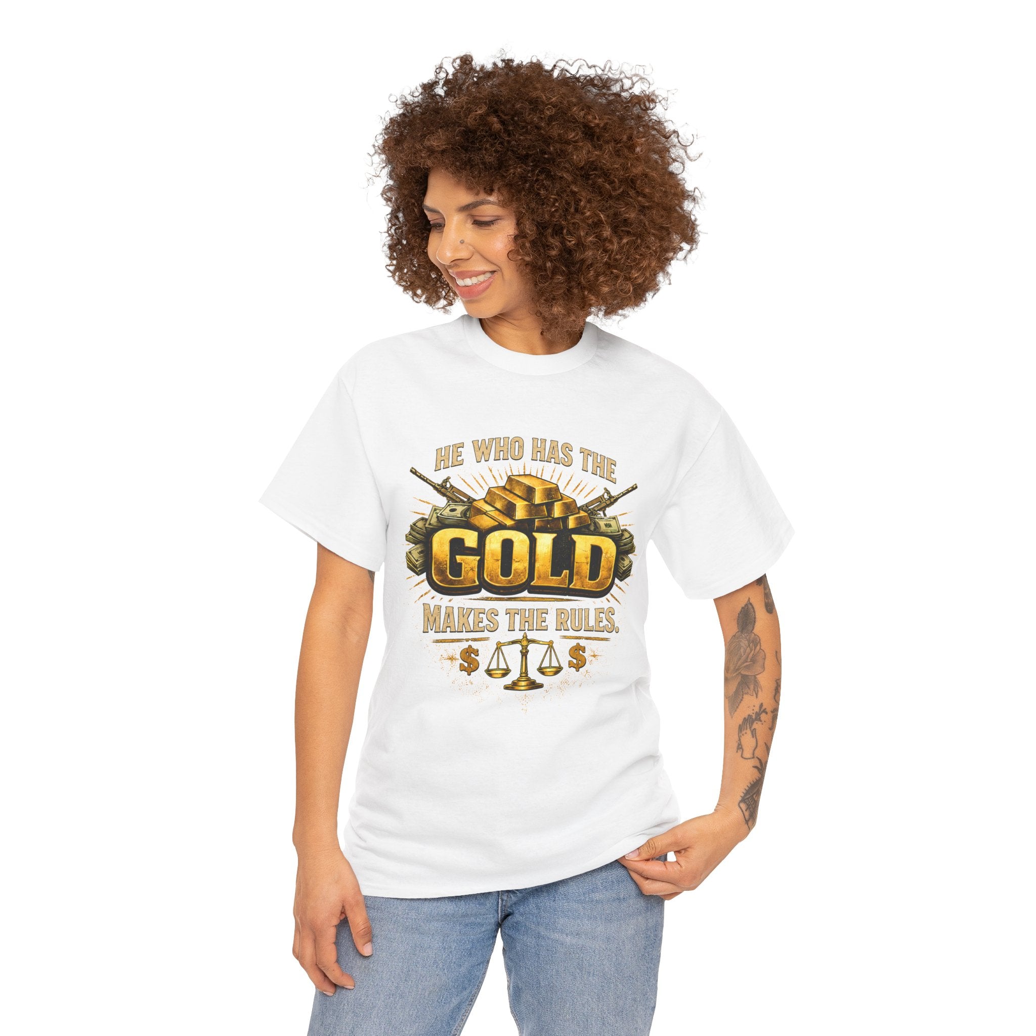 'He Who Has the Gold Makes the Rules' Vintage Justice Tee -- Gildan 5000