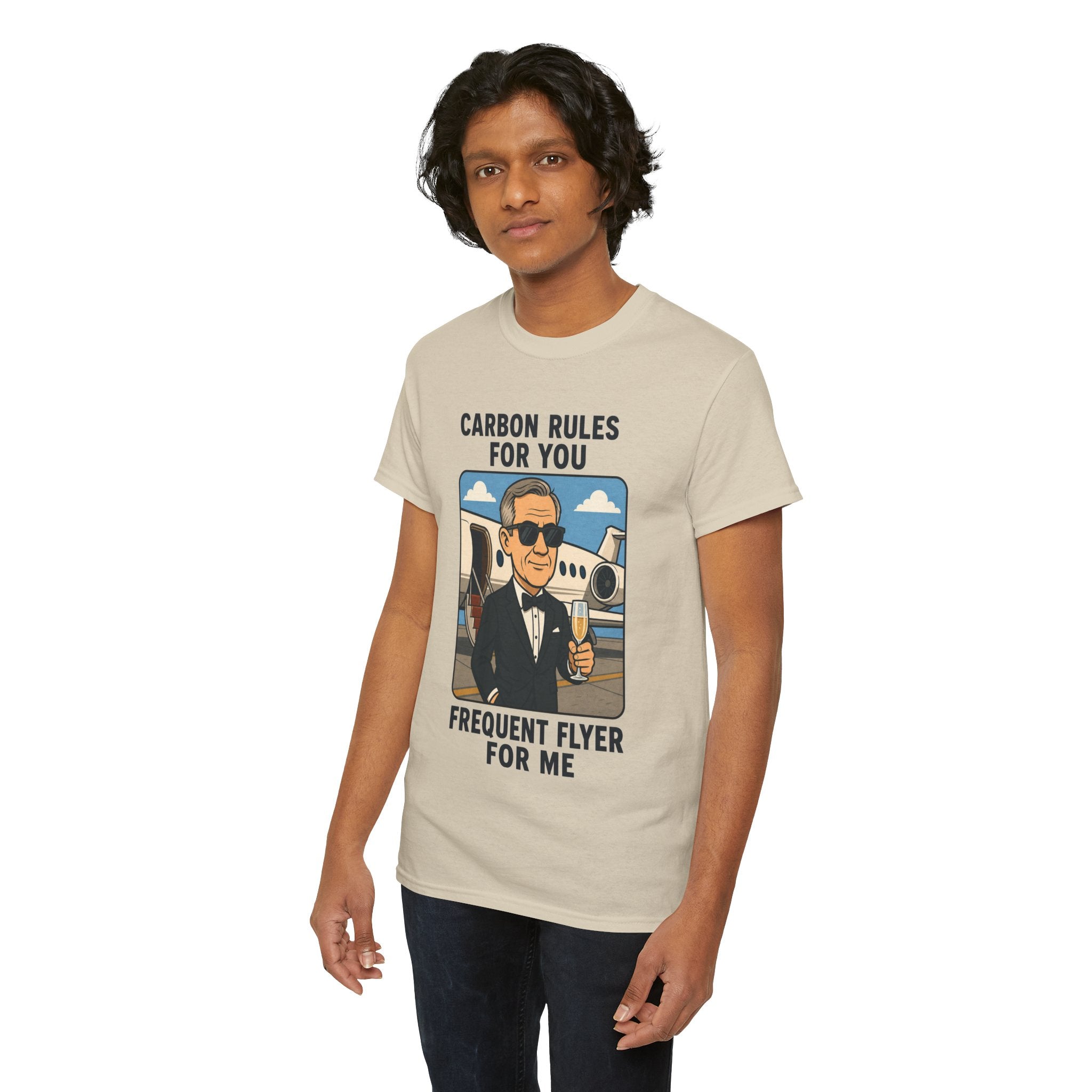 "Carbon Rules For You, Frequent Flyer For Me" Funny Pilot/Travel Shirt -- Gildan 5000