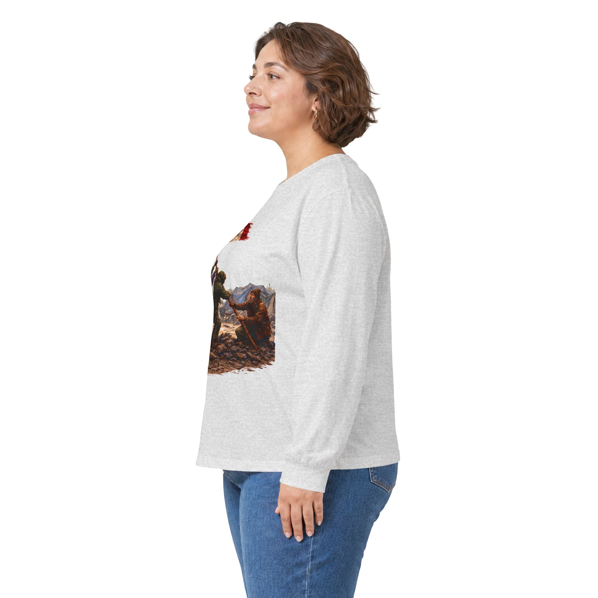 Canadian Flag Raising Long Sleeve Tee -- Gildan 2400