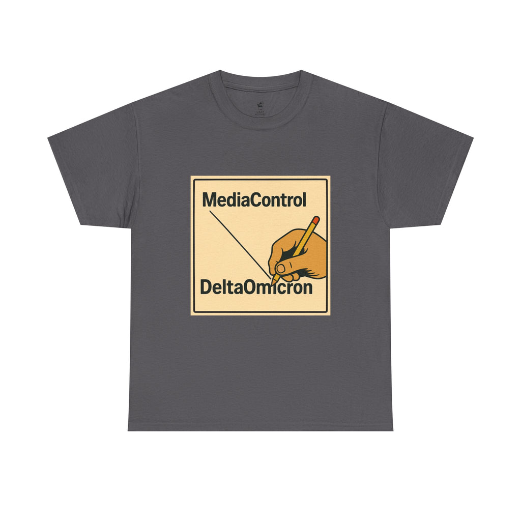 "Media Control Delta Omicron" Vintage Handwriting Logo Tee -- Gildan 5000