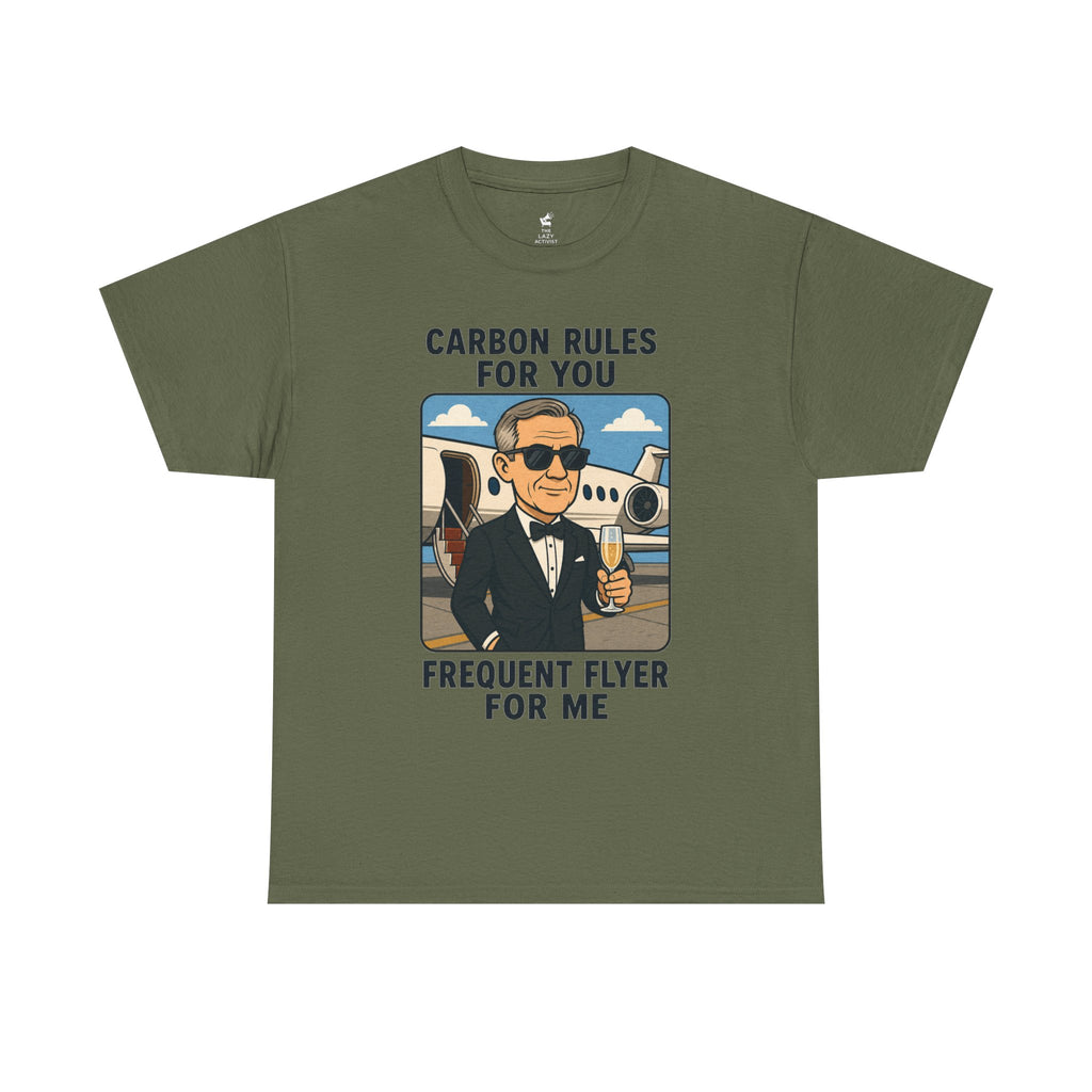 "Carbon Rules For You, Frequent Flyer For Me" Funny Pilot/Travel Shirt -- Gildan 5000