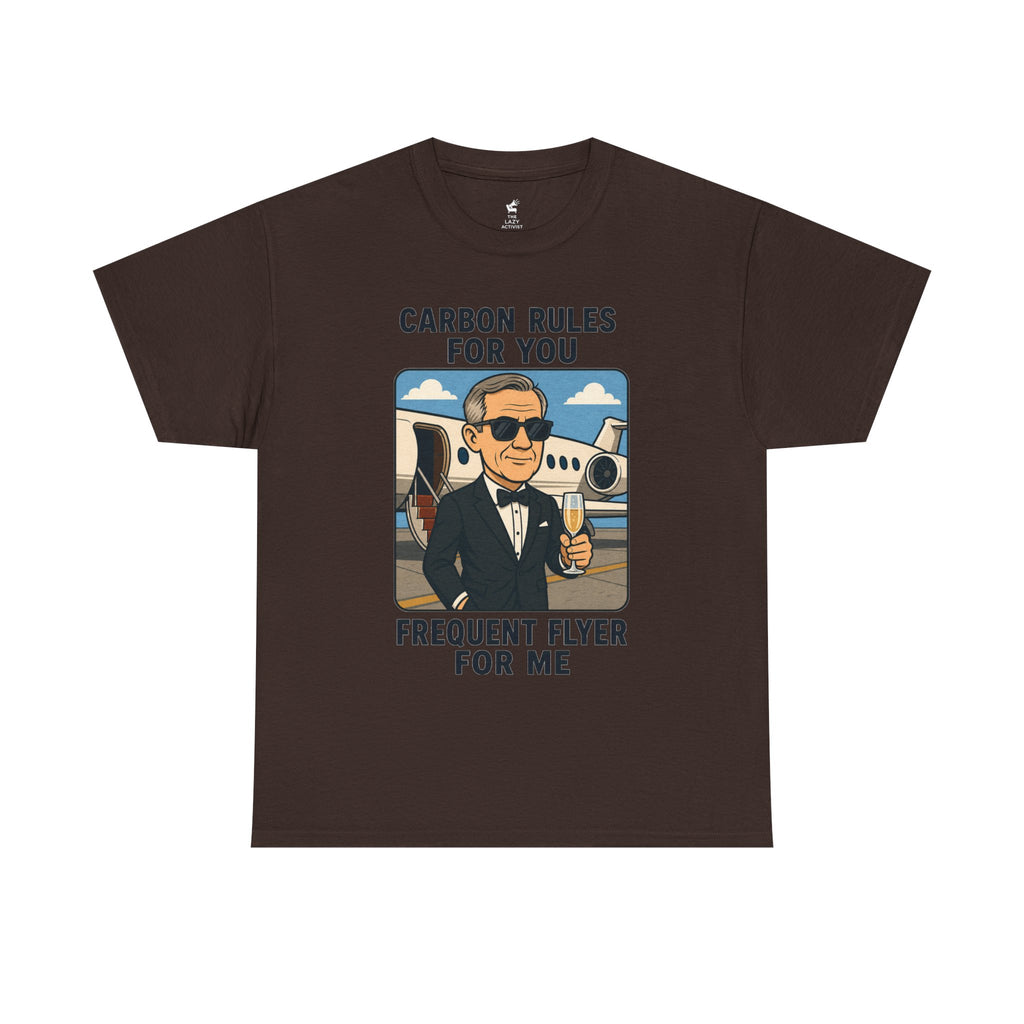 "Carbon Rules For You, Frequent Flyer For Me" Funny Pilot/Travel Shirt -- Gildan 5000