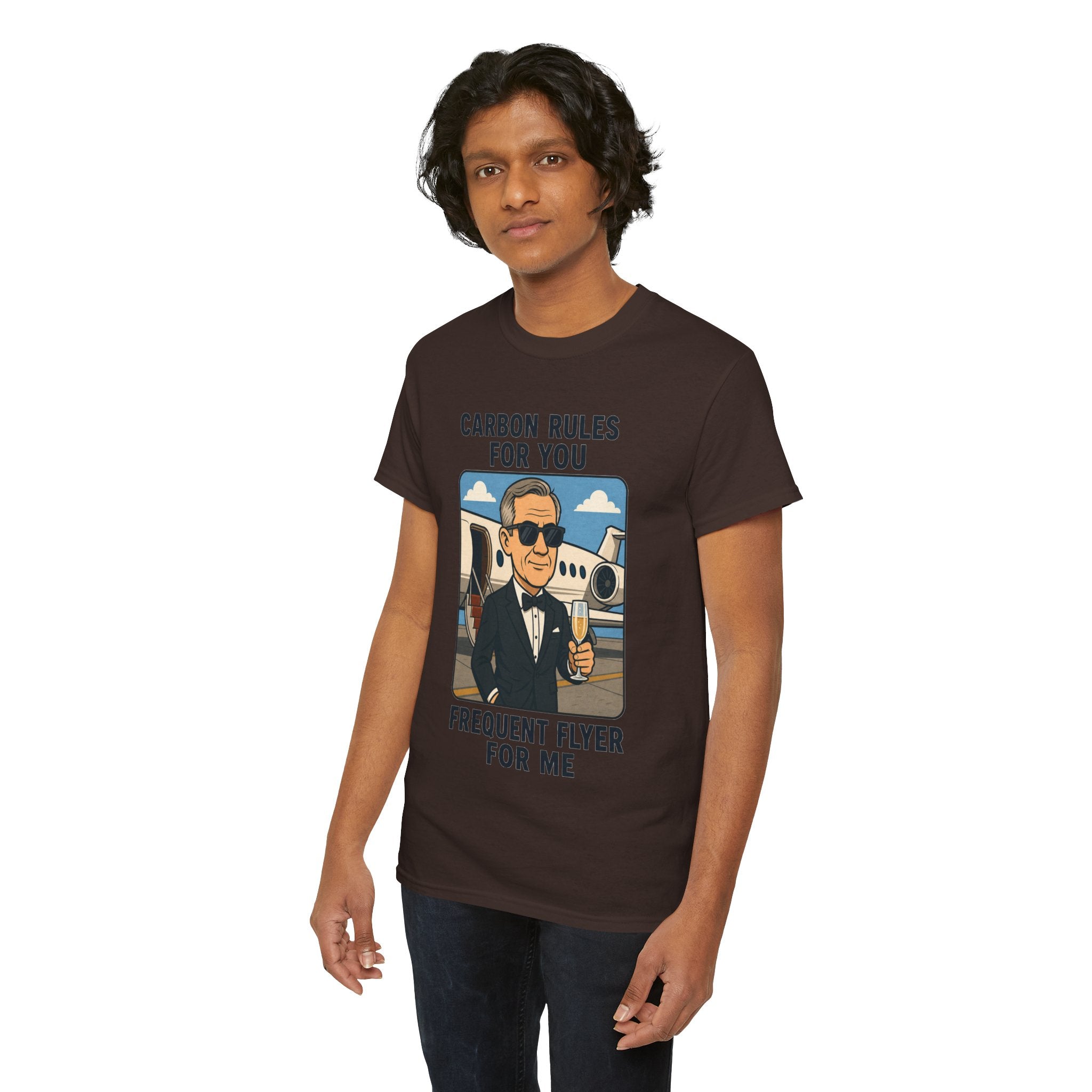 "Carbon Rules For You, Frequent Flyer For Me" Funny Pilot/Travel Shirt -- Gildan 5000