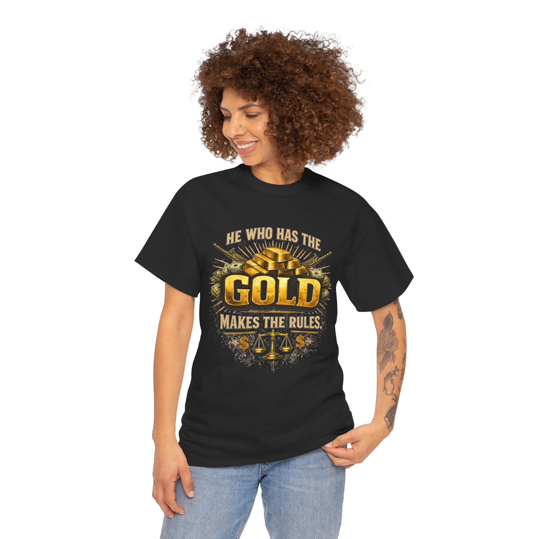 'He Who Has the Gold Makes the Rules' Vintage Justice Tee -- Gildan 5000