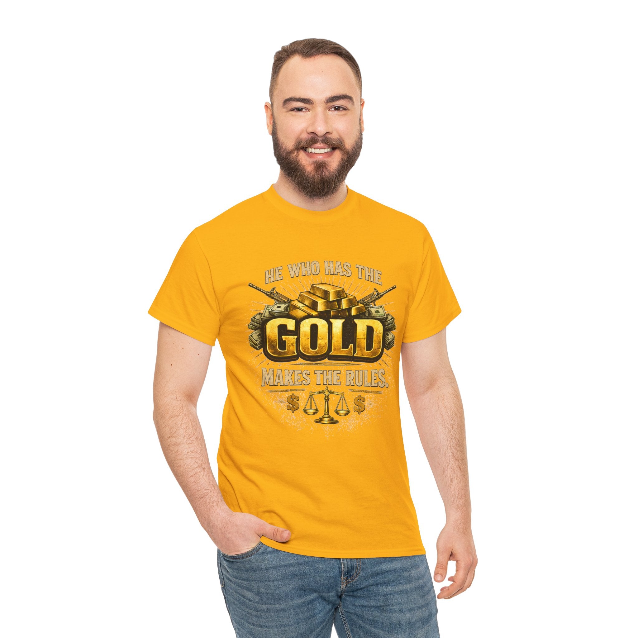 'He Who Has the Gold Makes the Rules' Vintage Justice Tee -- Gildan 5000