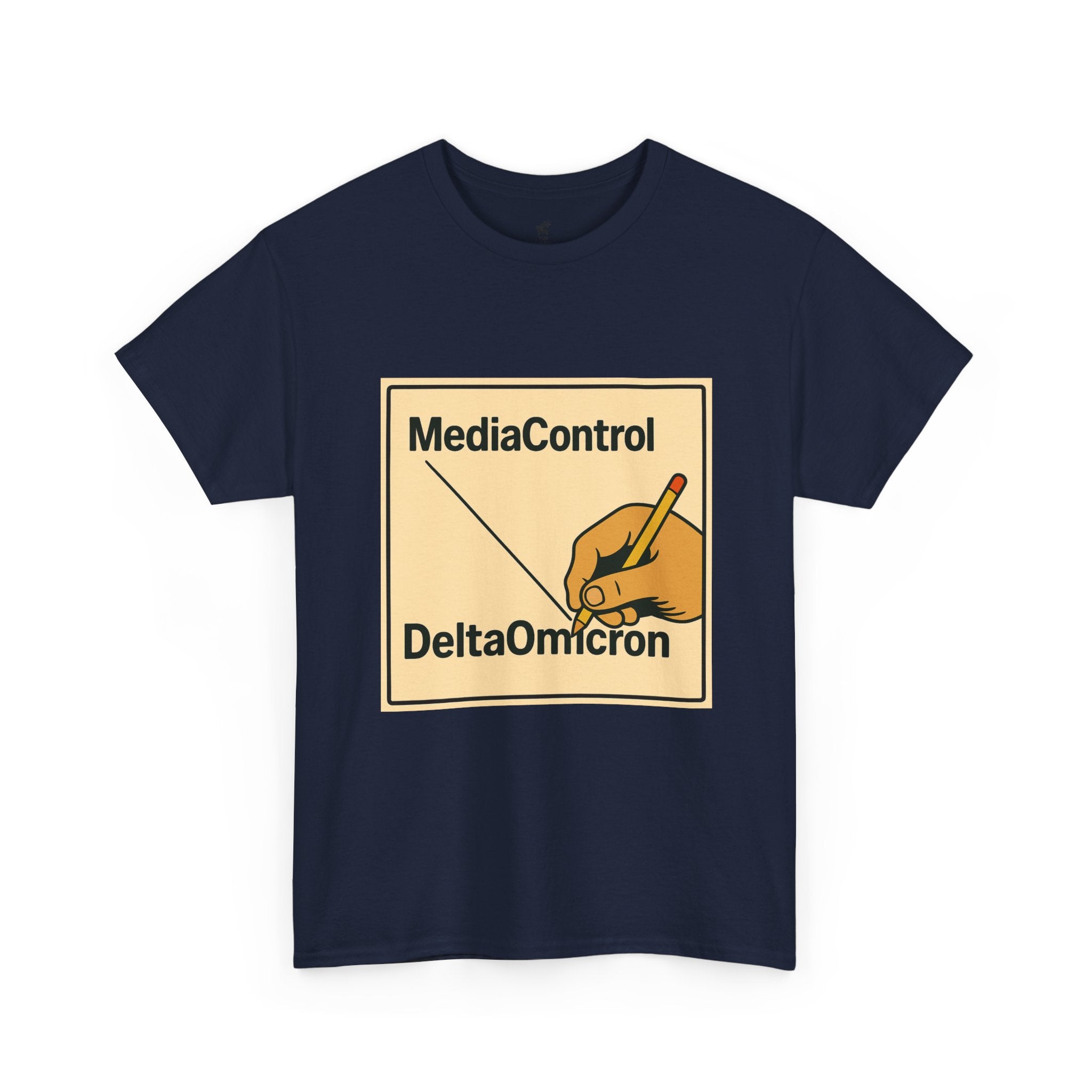 "Media Control Delta Omicron" Vintage Handwriting Logo Tee -- Gildan 5000