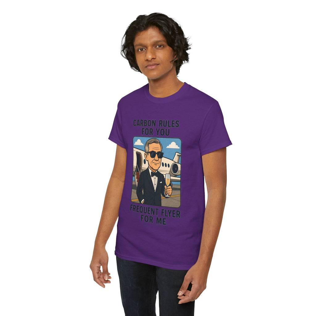 "Carbon Rules For You, Frequent Flyer For Me" Funny Pilot/Travel Shirt -- Gildan 5000