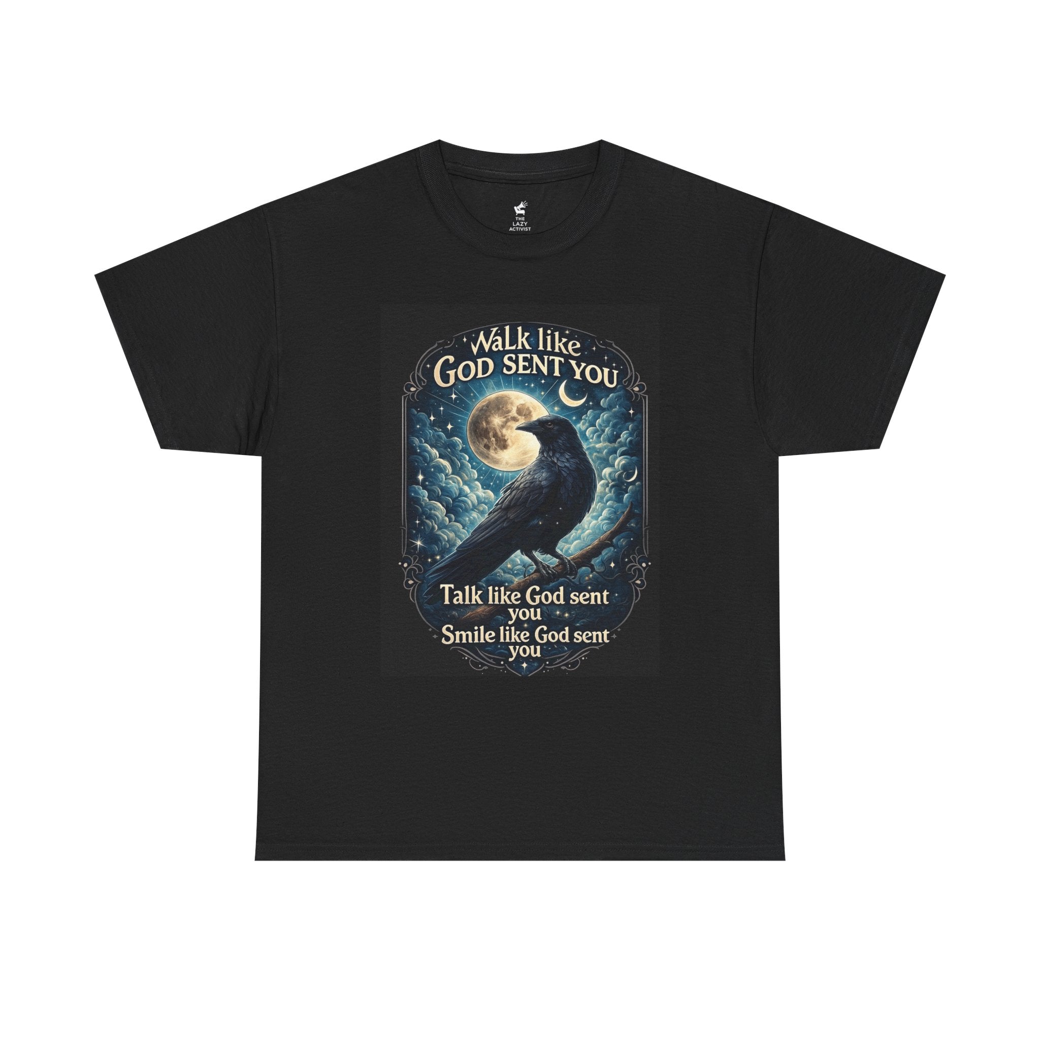 "Walk Like God Sent You" Spiritual Raven Inspirational Christian T-Shirt -- Gildan 5000