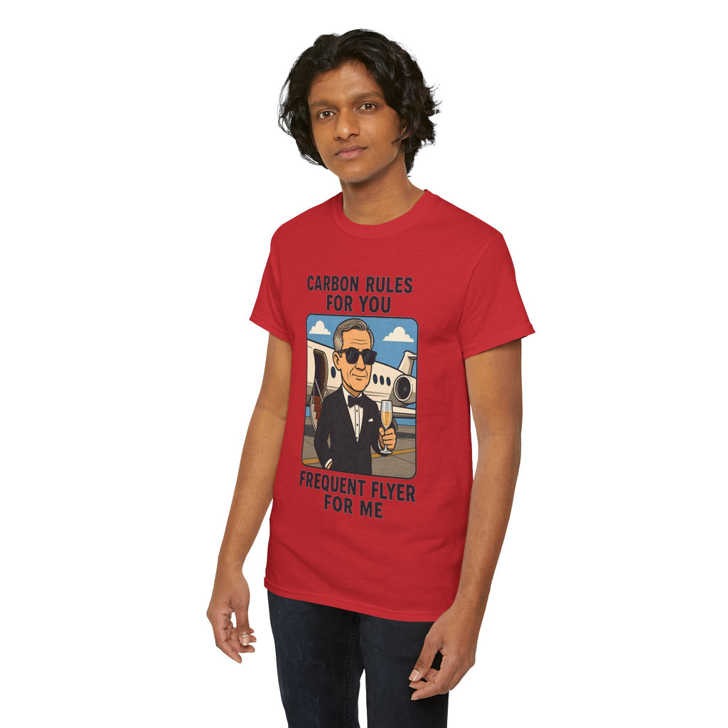 "Carbon Rules For You, Frequent Flyer For Me" Funny Pilot/Travel Shirt -- Gildan 5000