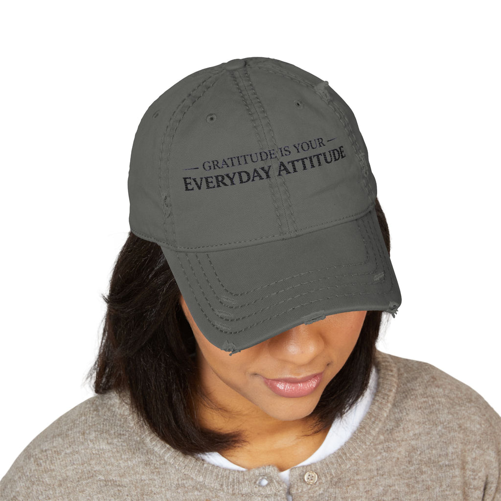 Distressed Embroidered Dad Hat — Everyday Attitude Cap