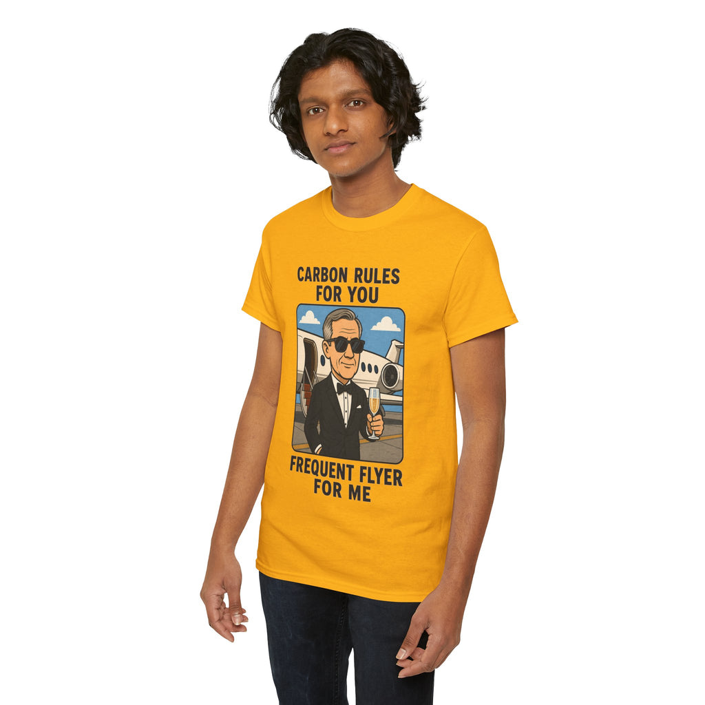 "Carbon Rules For You, Frequent Flyer For Me" Funny Pilot/Travel Shirt -- Gildan 5000