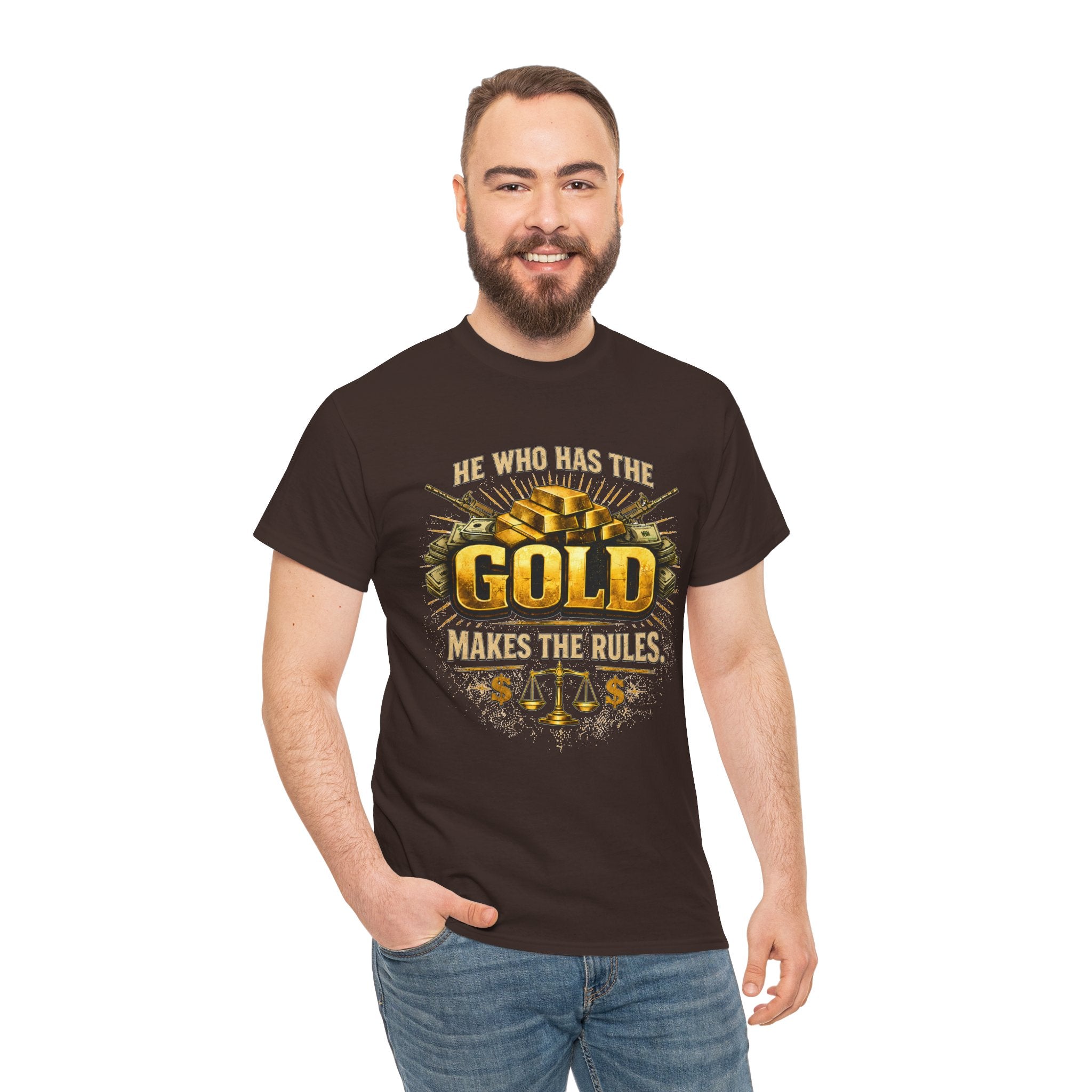 'He Who Has the Gold Makes the Rules' Vintage Justice Tee -- Gildan 5000