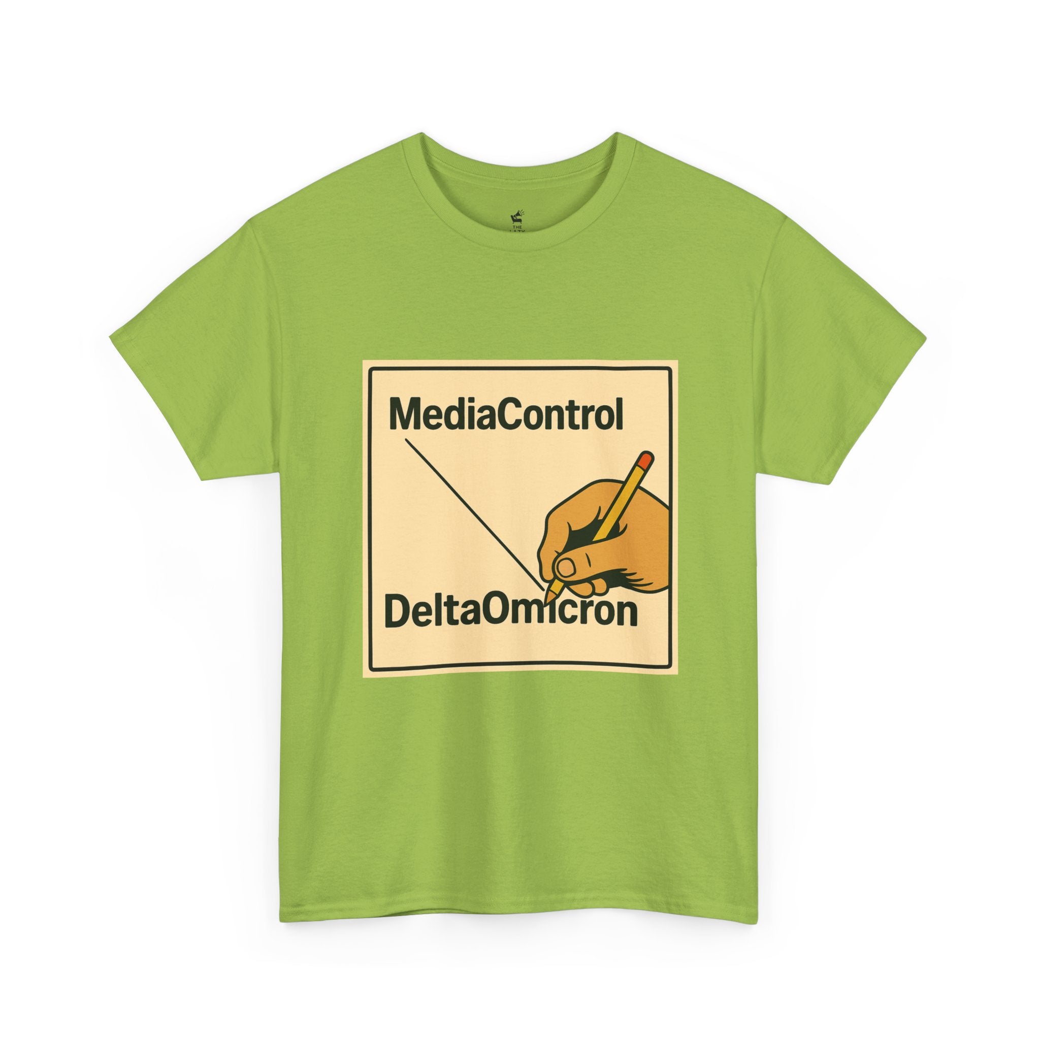 "Media Control Delta Omicron" Vintage Handwriting Logo Tee -- Gildan 5000