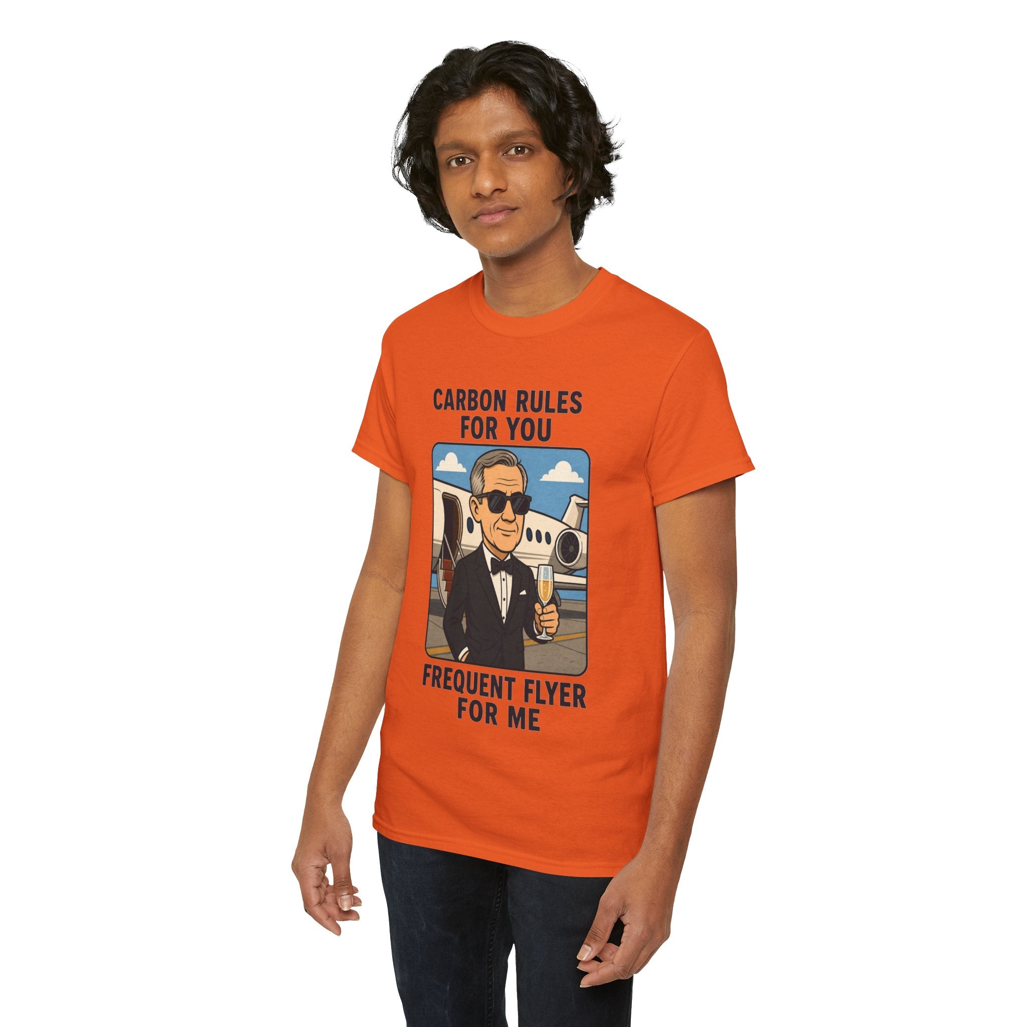 "Carbon Rules For You, Frequent Flyer For Me" Funny Pilot/Travel Shirt -- Gildan 5000
