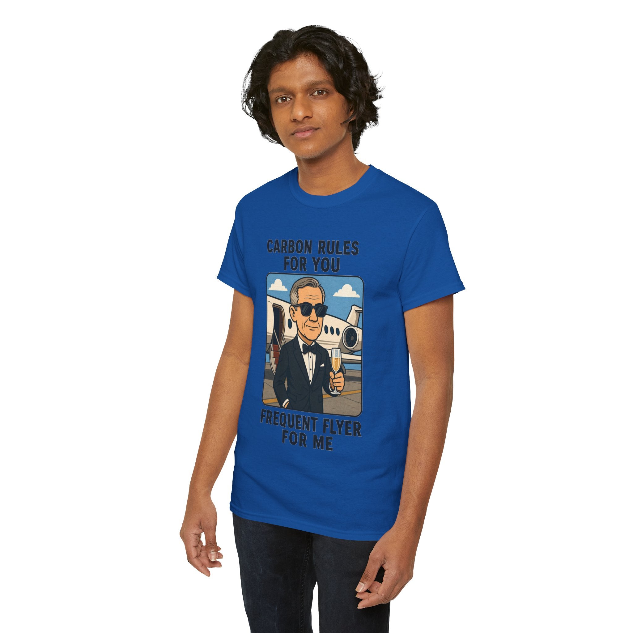 "Carbon Rules For You, Frequent Flyer For Me" Funny Pilot/Travel Shirt -- Gildan 5000