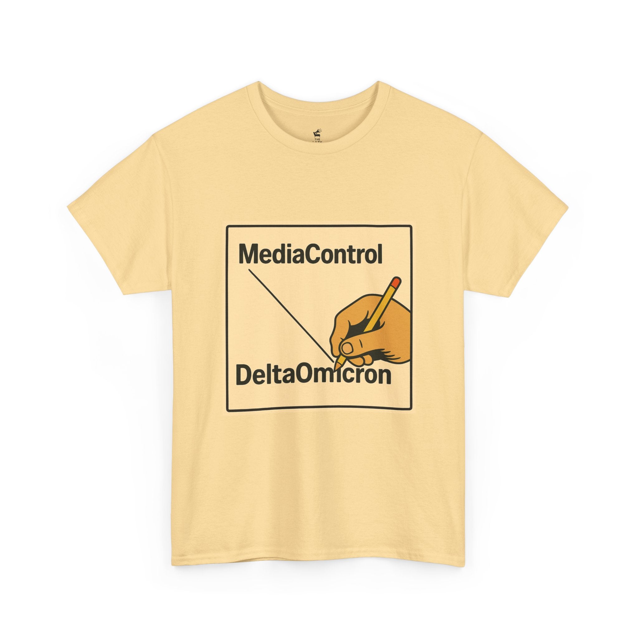 "Media Control Delta Omicron" Vintage Handwriting Logo Tee -- Gildan 5000