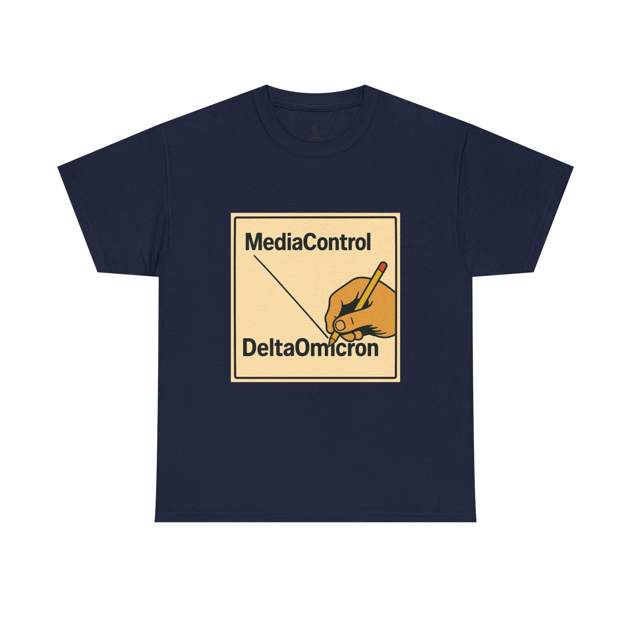 "Media Control Delta Omicron" Vintage Handwriting Logo Tee -- Gildan 5000
