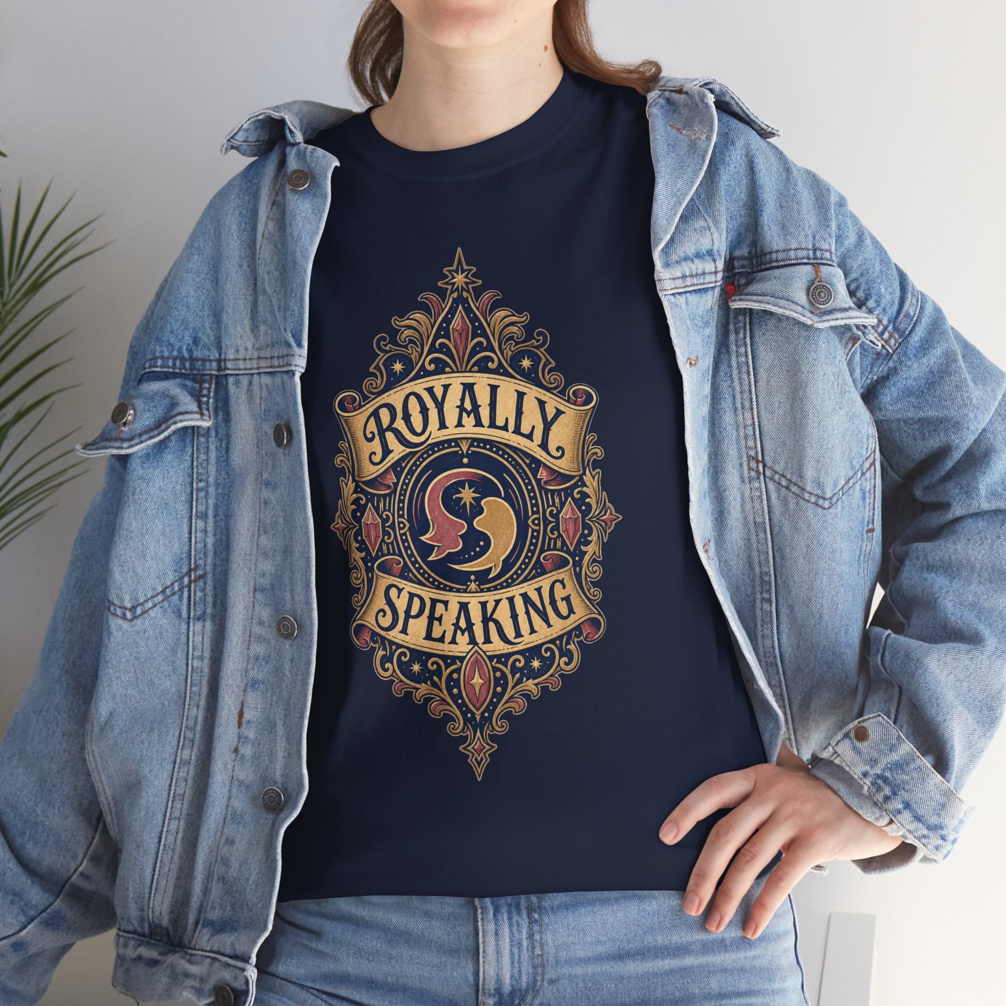 "Royally Speaking" Vintage Crest Graphic Tee -- Gildan 5000