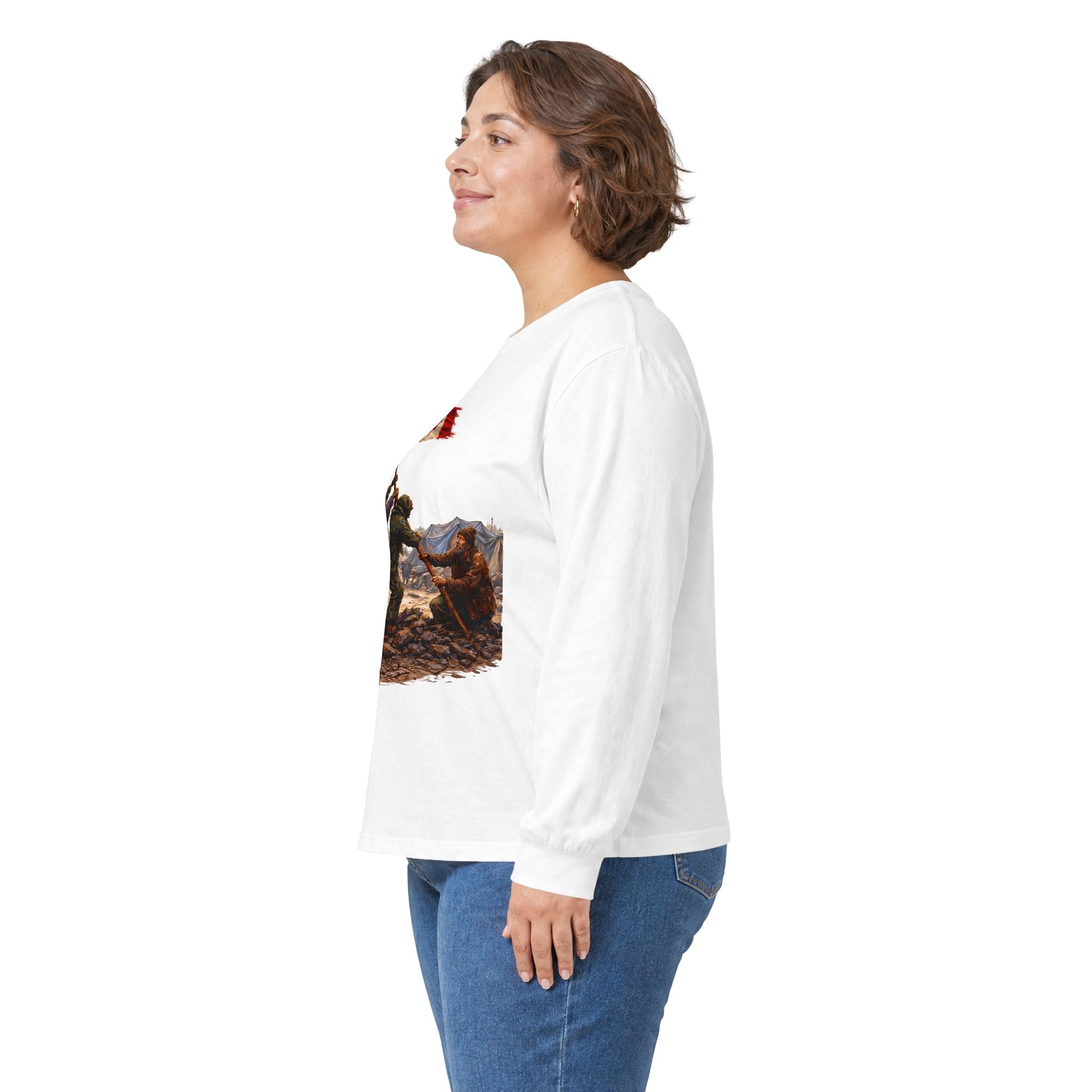 Canadian Flag Raising Long Sleeve Tee -- Gildan 2400