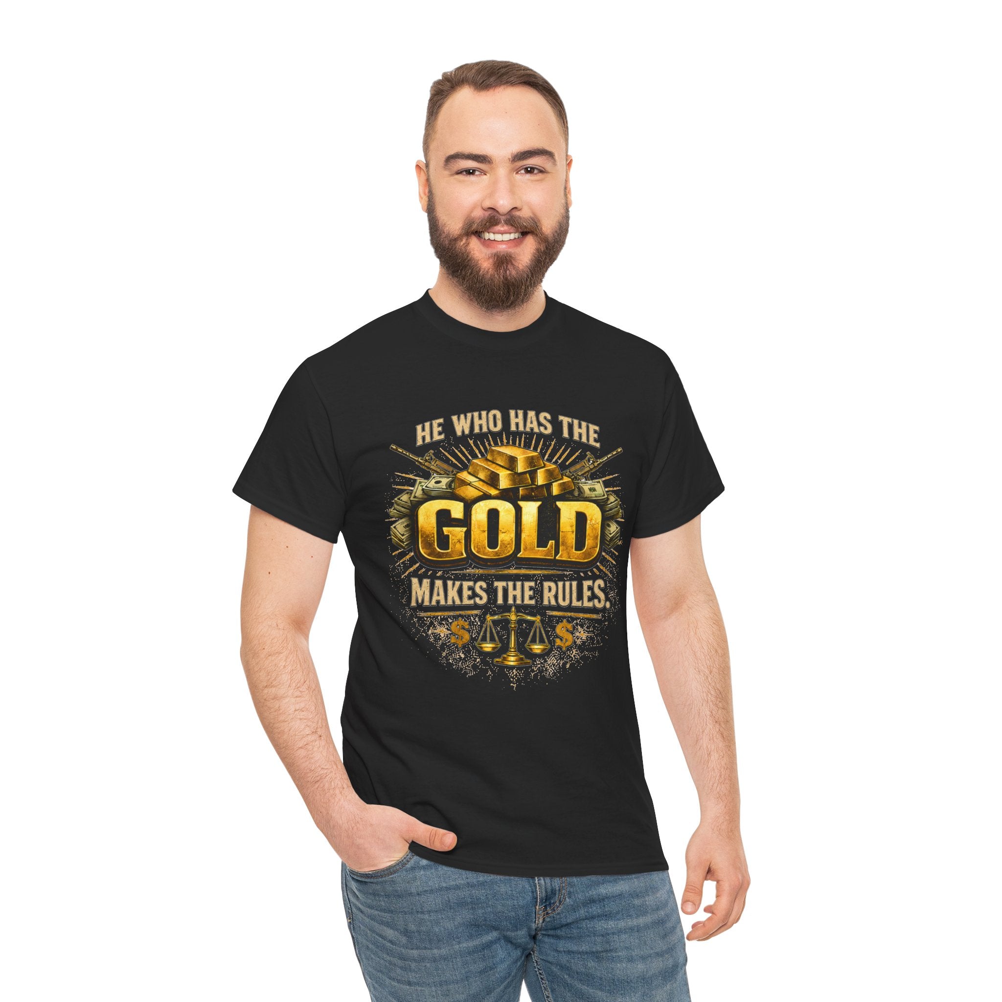 'He Who Has the Gold Makes the Rules' Vintage Justice Tee -- Gildan 5000