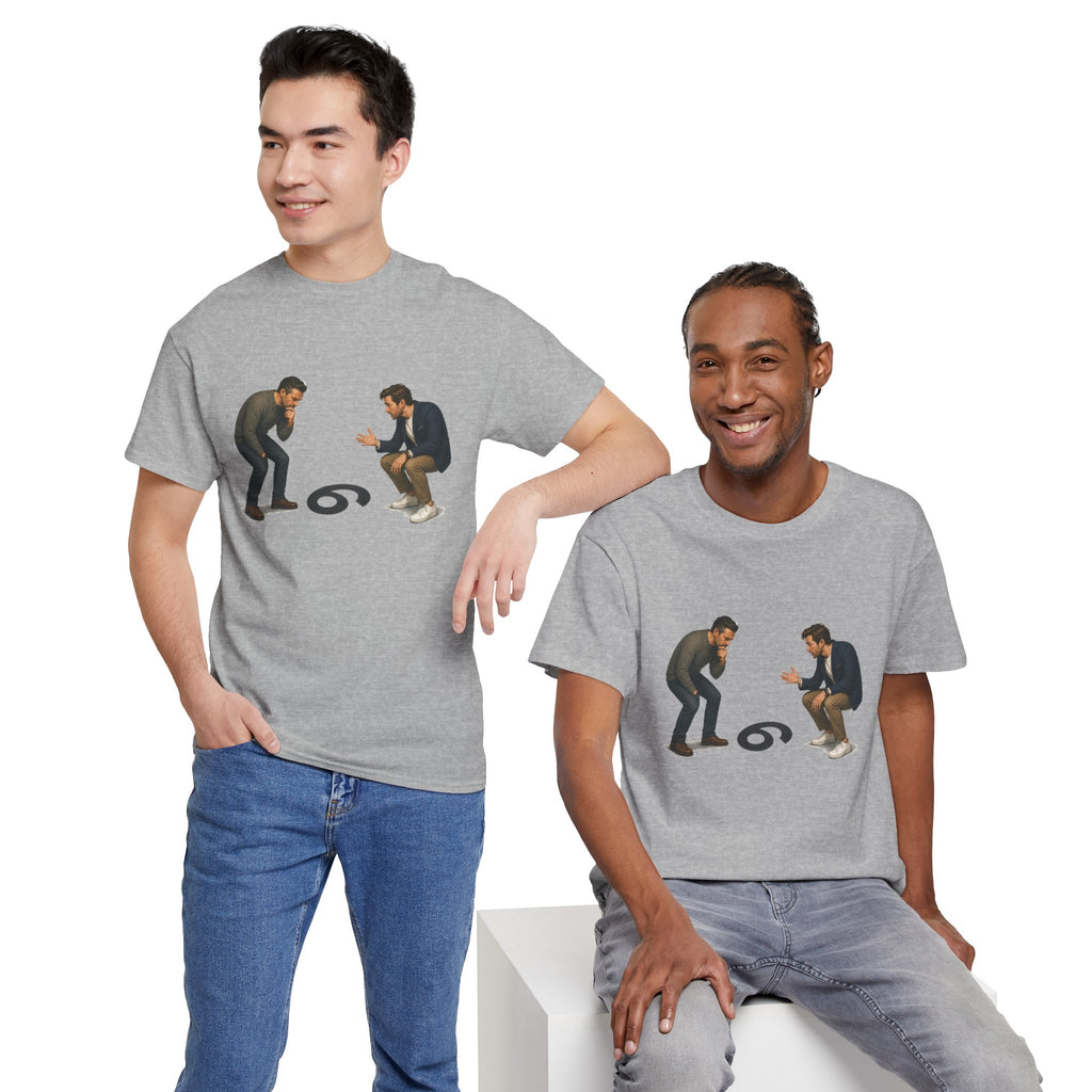 "9 or 6" Men Squatting Over Confusion Graphic Tee -- Gildan 5000