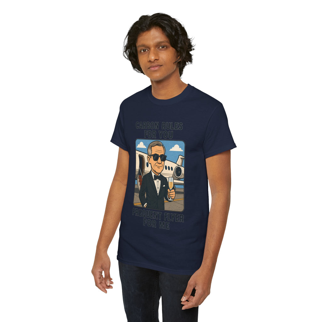 "Carbon Rules For You, Frequent Flyer For Me" Funny Pilot/Travel Shirt -- Gildan 5000