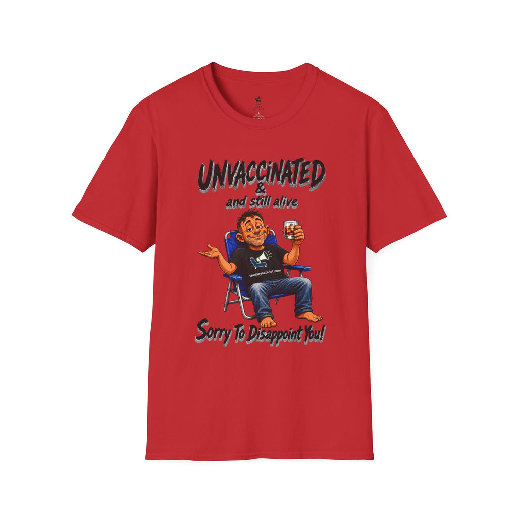 "Unvaccinated & Still Alive" Funny Retro Character Tee -- Gildan 64000