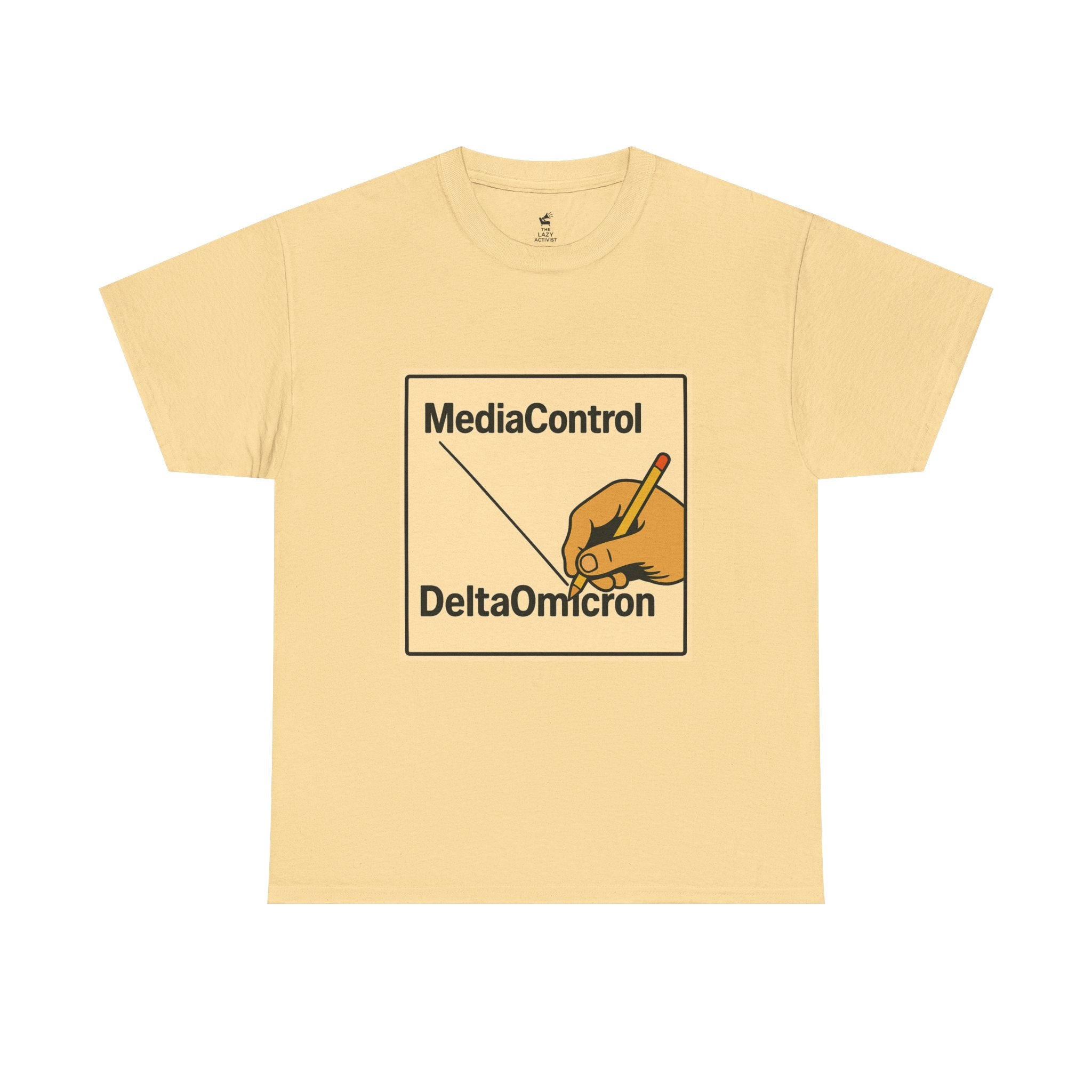 "Media Control Delta Omicron" Vintage Handwriting Logo Tee -- Gildan 5000