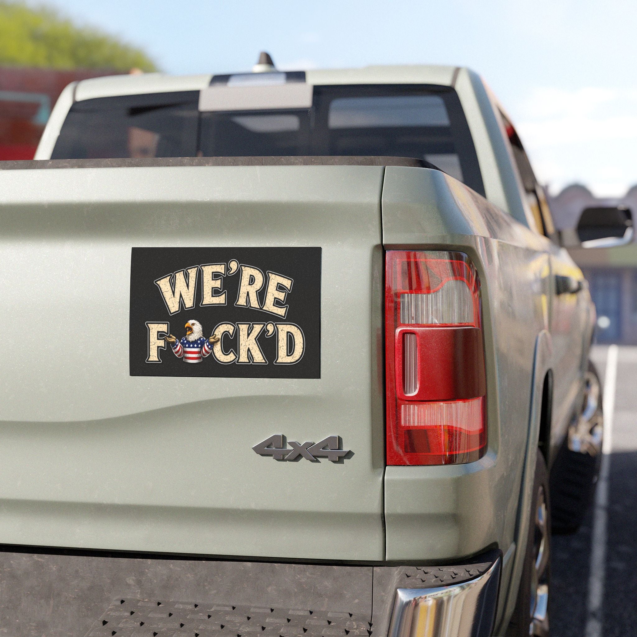 "We're F*ck'd" Patriotic Bald Eagle Political Humor - Car Magnet