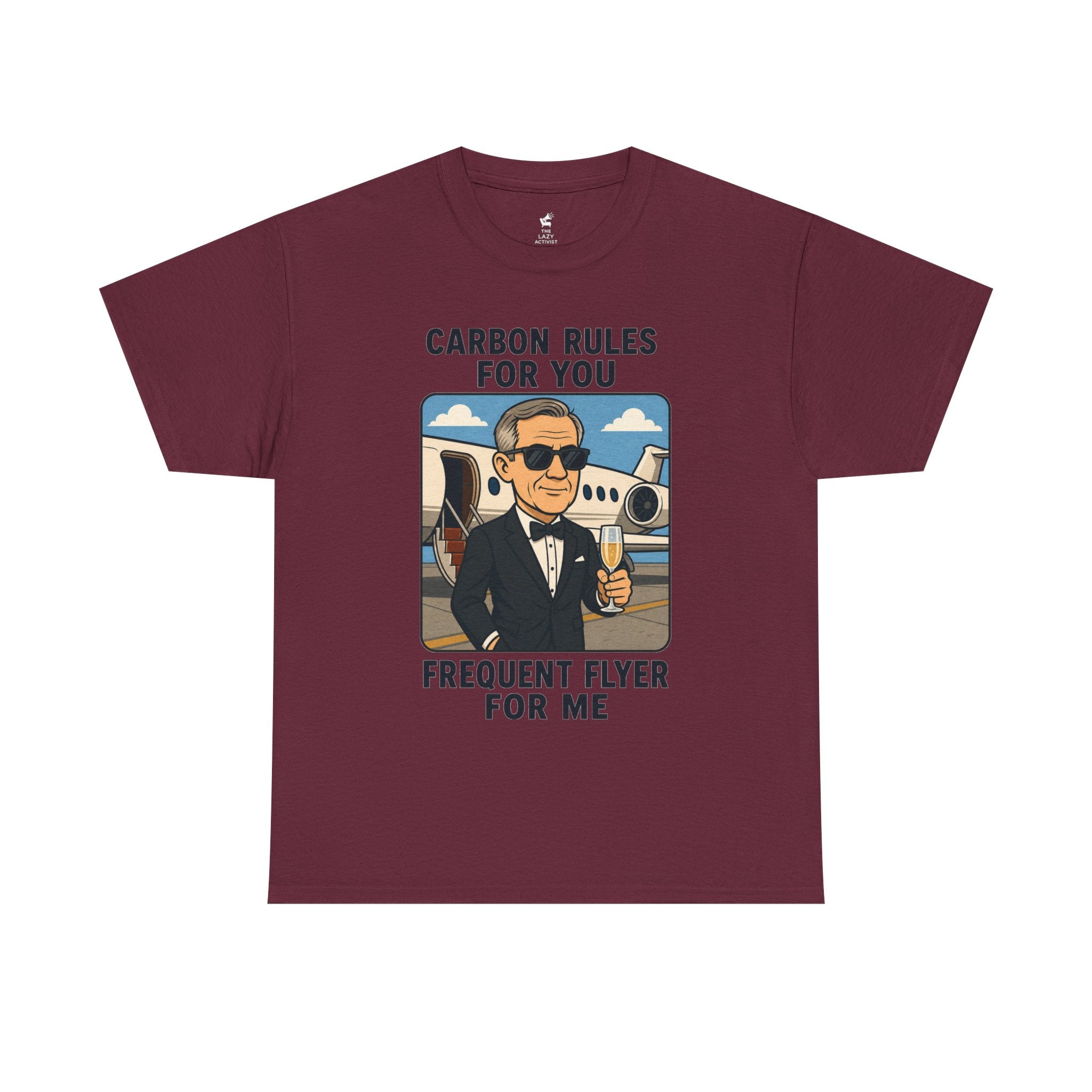 "Carbon Rules For You, Frequent Flyer For Me" Funny Pilot/Travel Shirt -- Gildan 5000