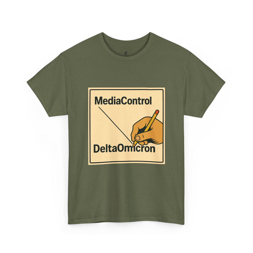 "Media Control Delta Omicron" Vintage Handwriting Logo Tee -- Gildan 5000
