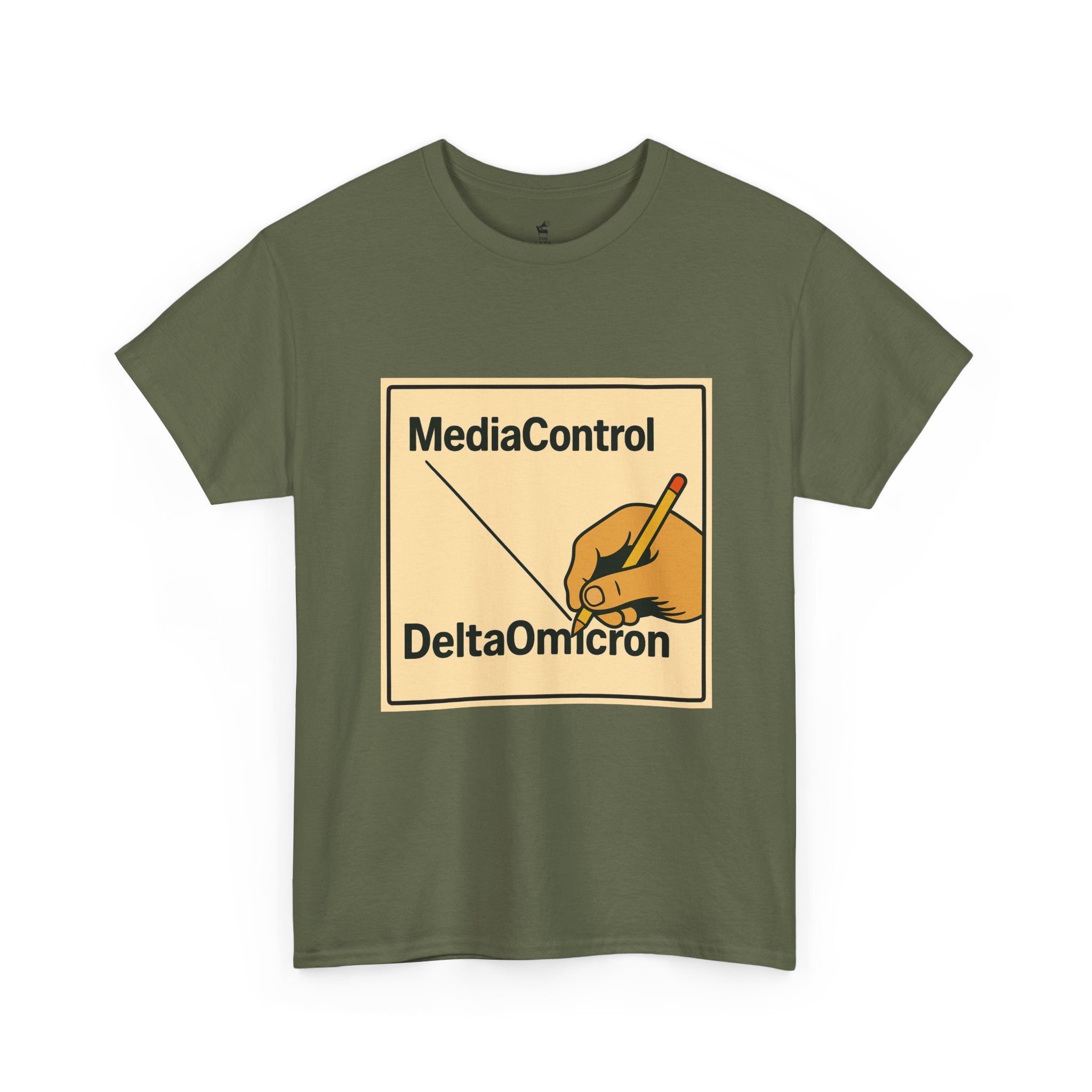 "Media Control Delta Omicron" Vintage Handwriting Logo Tee -- Gildan 5000