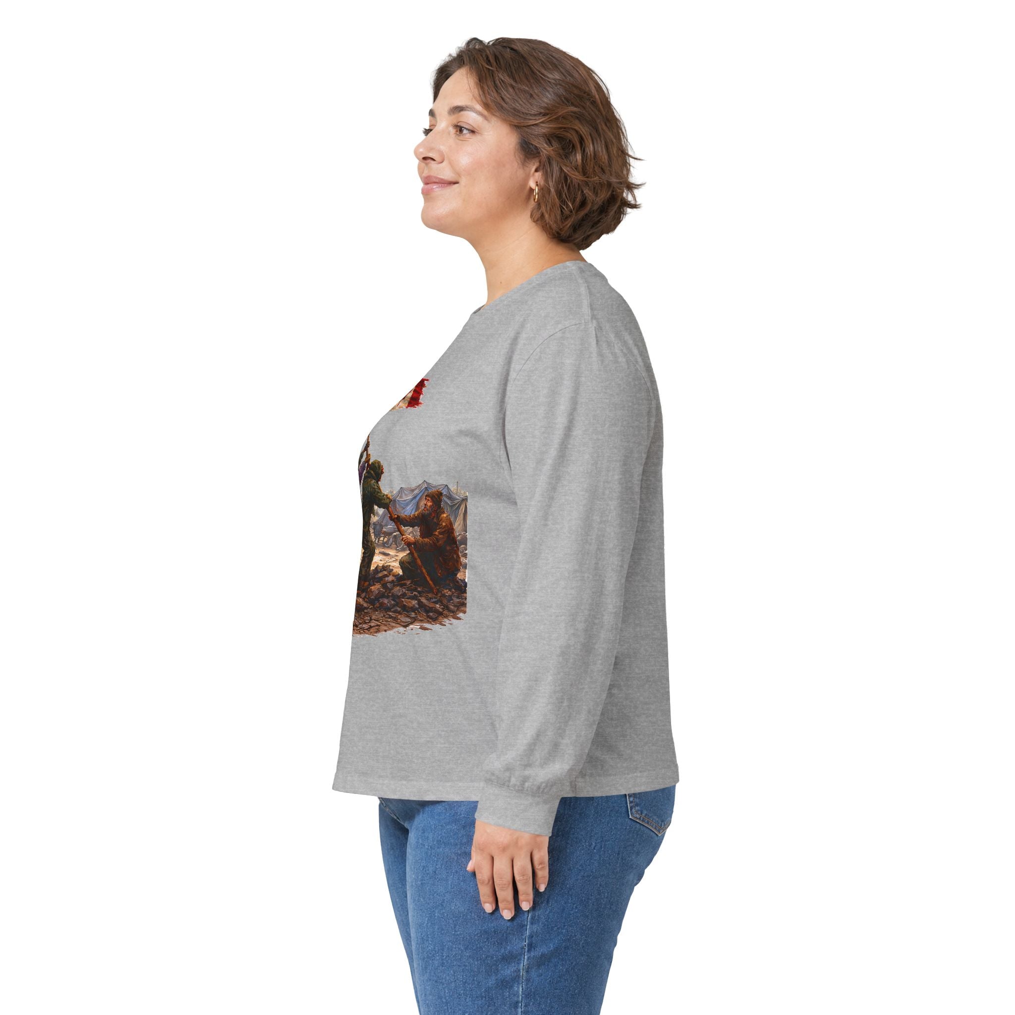 Canadian Flag Raising Long Sleeve Tee -- Gildan 2400