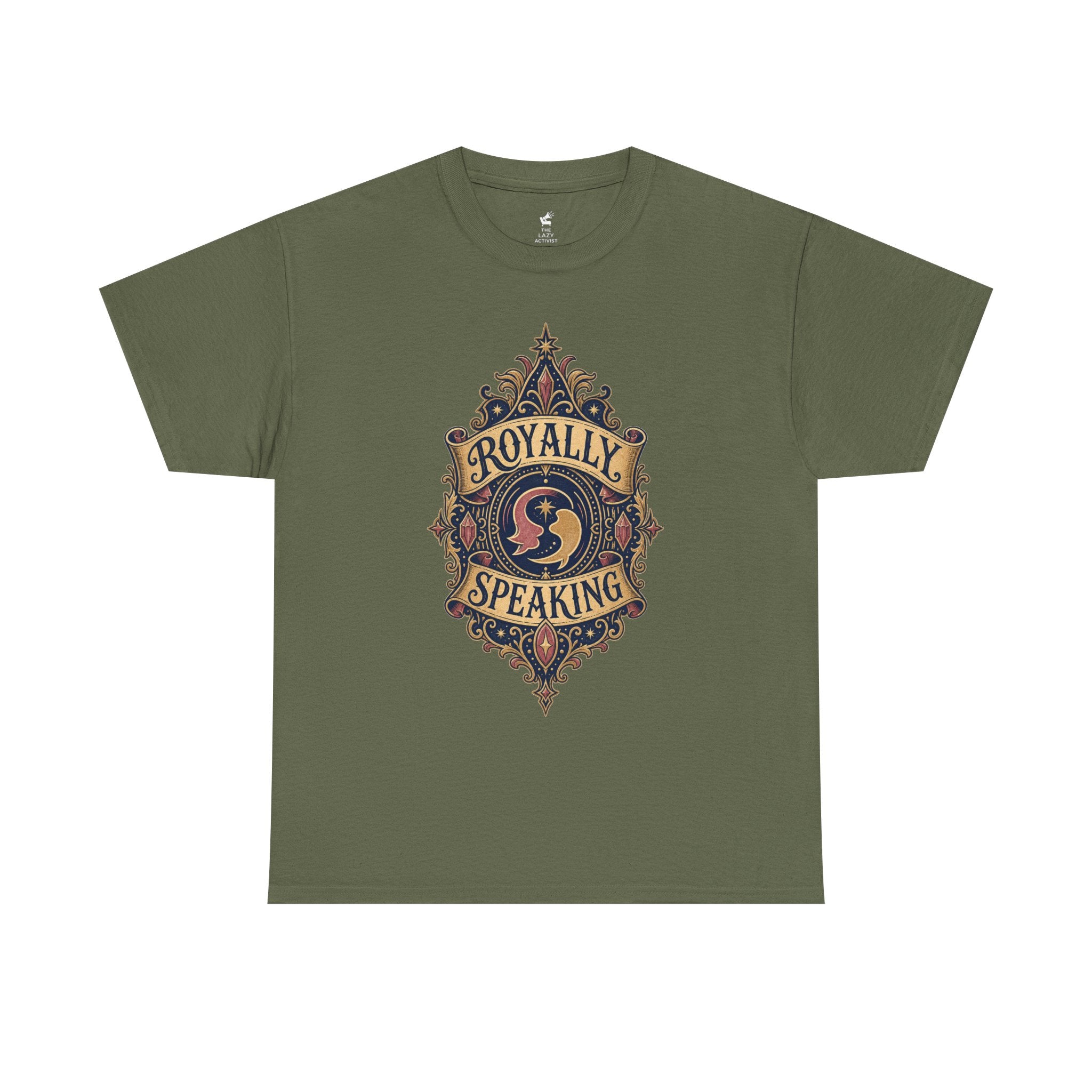 "Royally Speaking" Vintage Crest Graphic Tee -- Gildan 5000