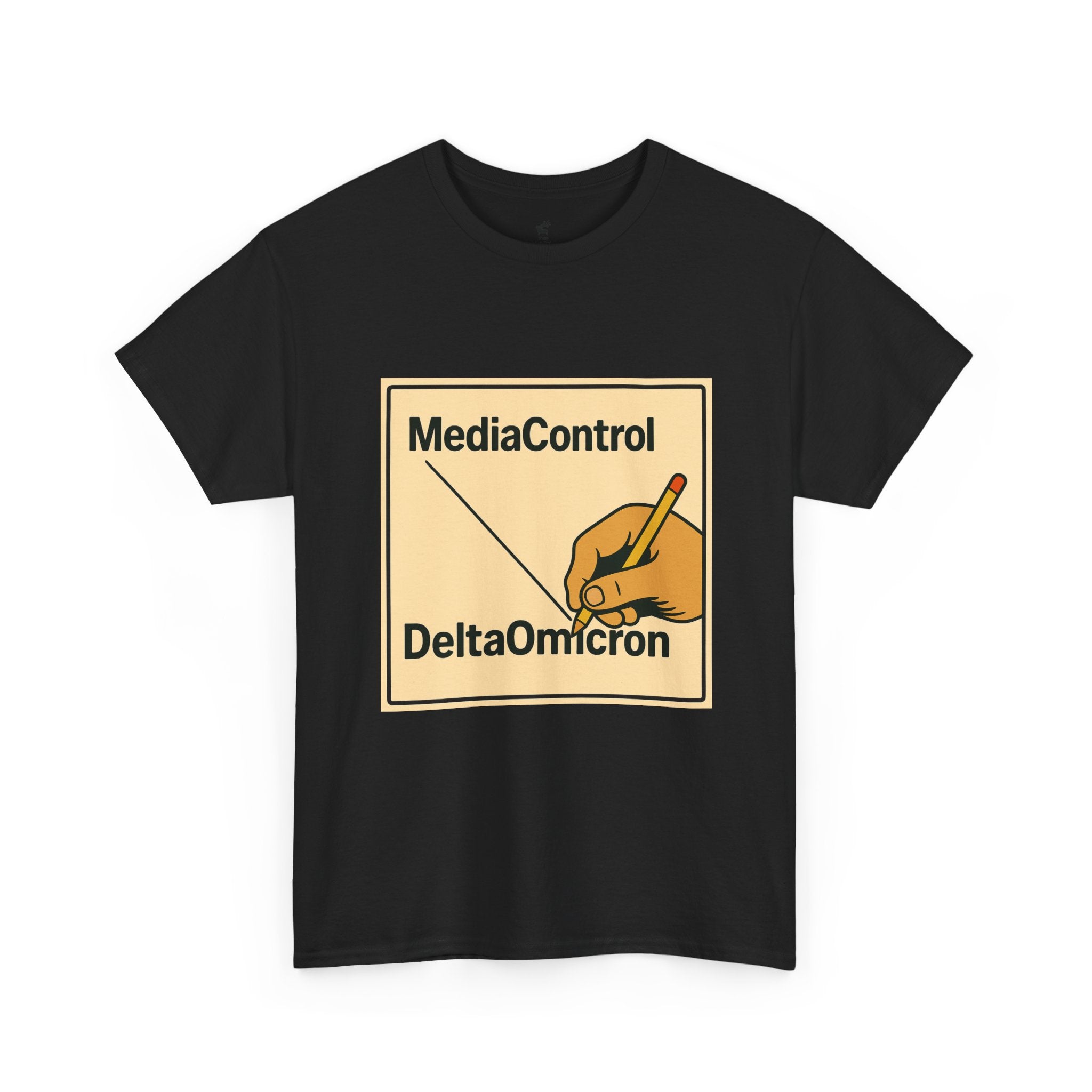 "Media Control Delta Omicron" Vintage Handwriting Logo Tee -- Gildan 5000