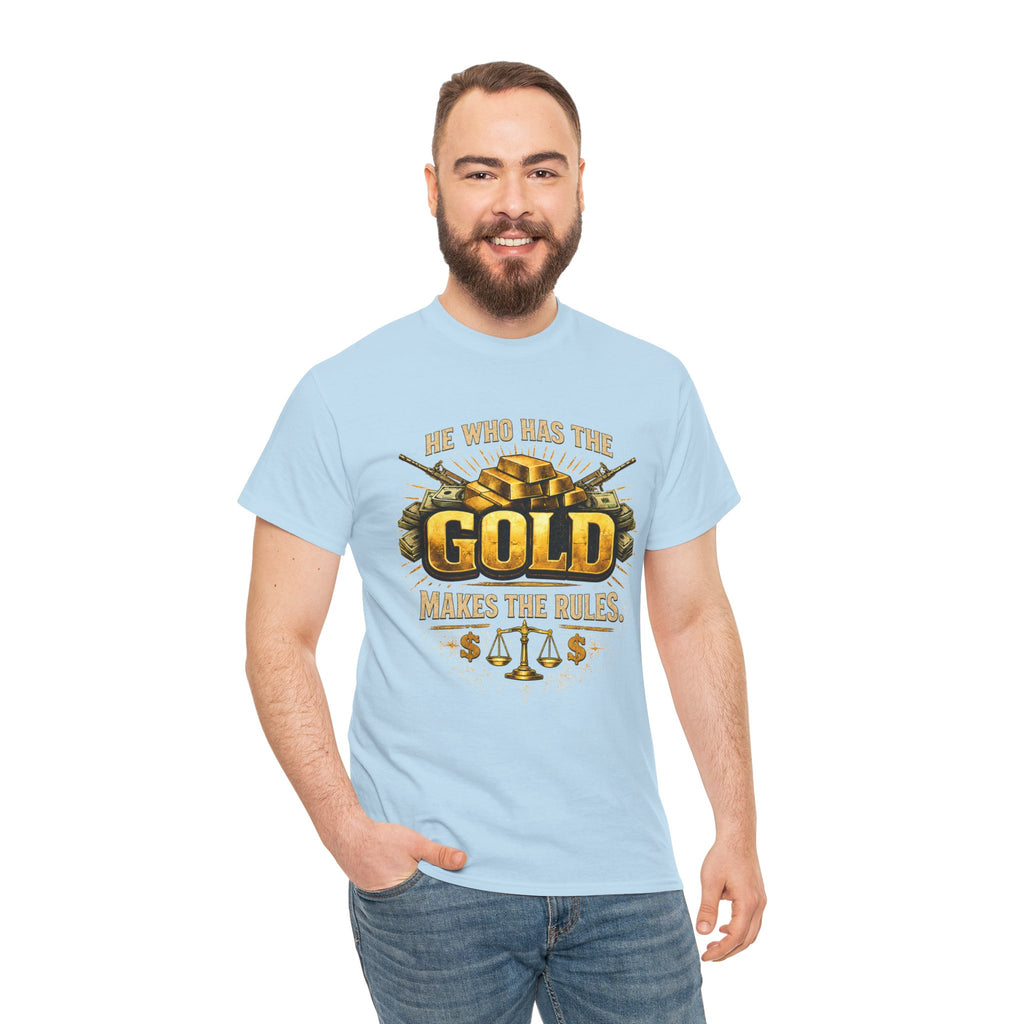 'He Who Has the Gold Makes the Rules' Vintage Justice Tee -- Gildan 5000