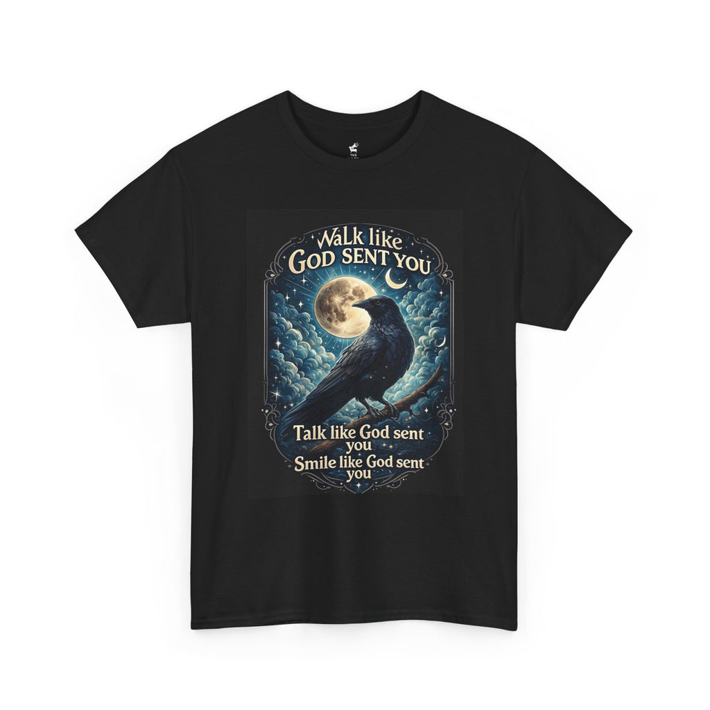 "Walk Like God Sent You" Spiritual Raven Inspirational Christian T-Shirt -- Gildan 5000