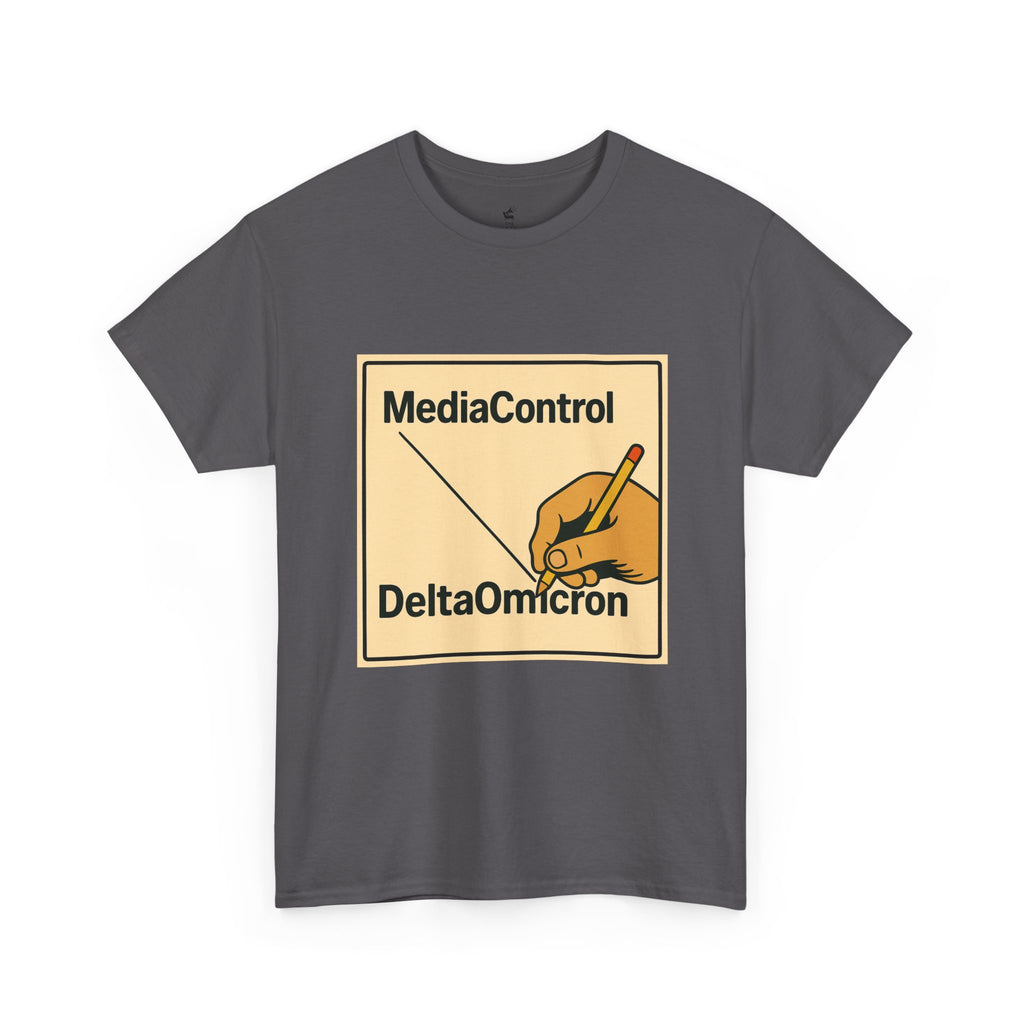 "Media Control Delta Omicron" Vintage Handwriting Logo Tee -- Gildan 5000