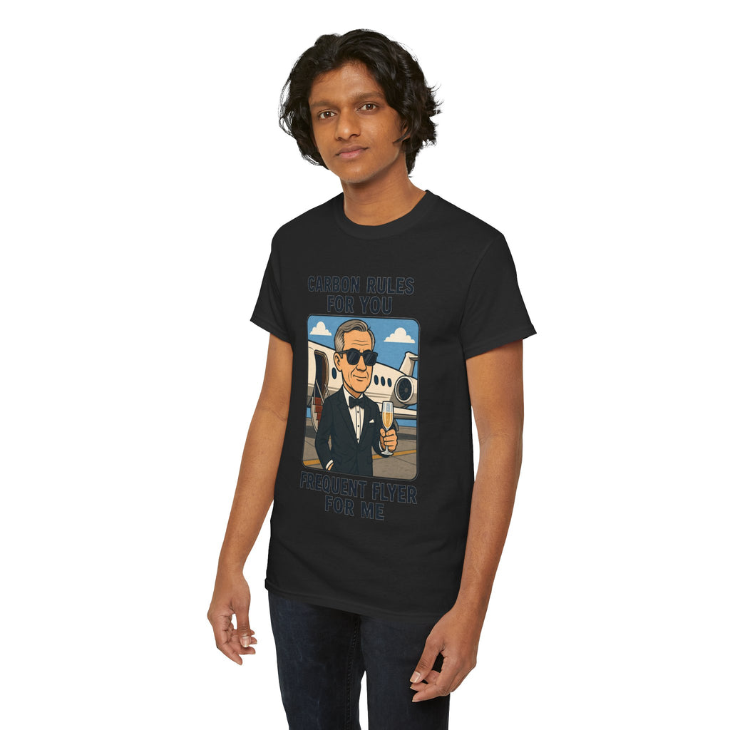 "Carbon Rules For You, Frequent Flyer For Me" Funny Pilot/Travel Shirt -- Gildan 5000
