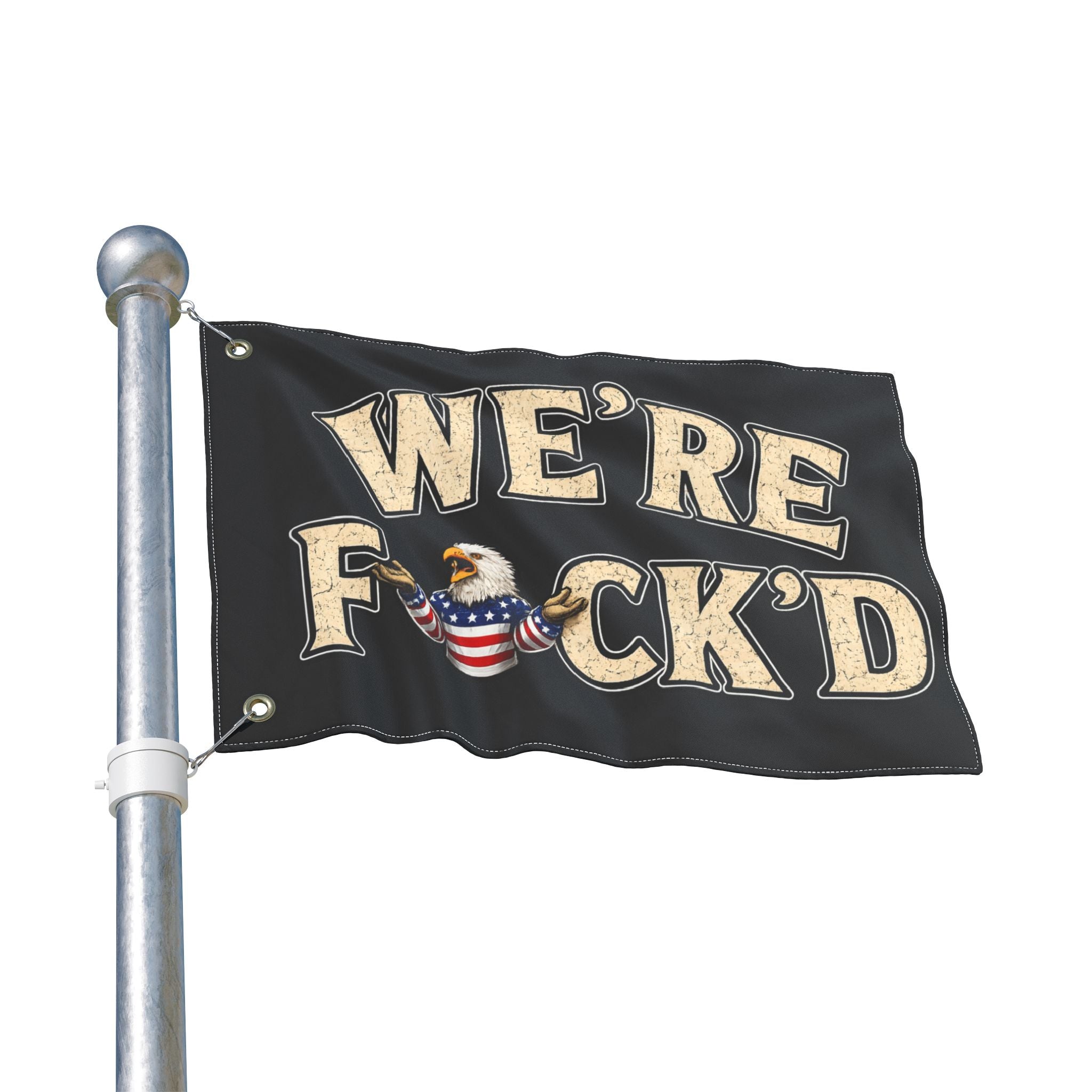 "We’re F*ck’d" Patriotic Bald Eagle Outdoor Banner -Double-Sided Flag