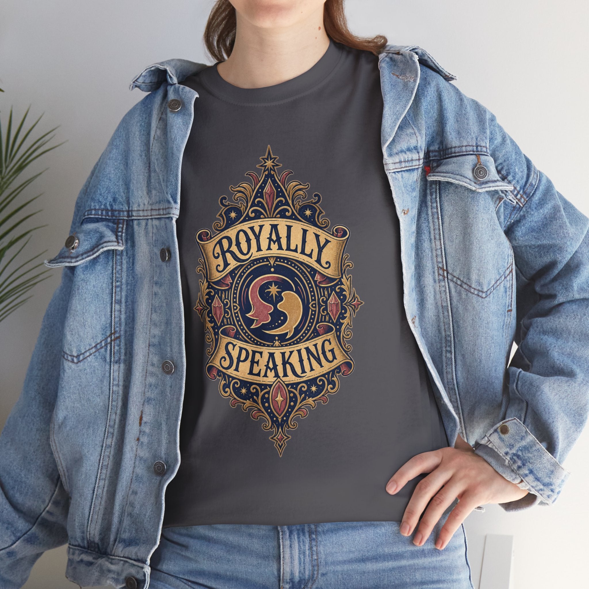 "Royally Speaking" Vintage Crest Graphic Tee -- Gildan 5000