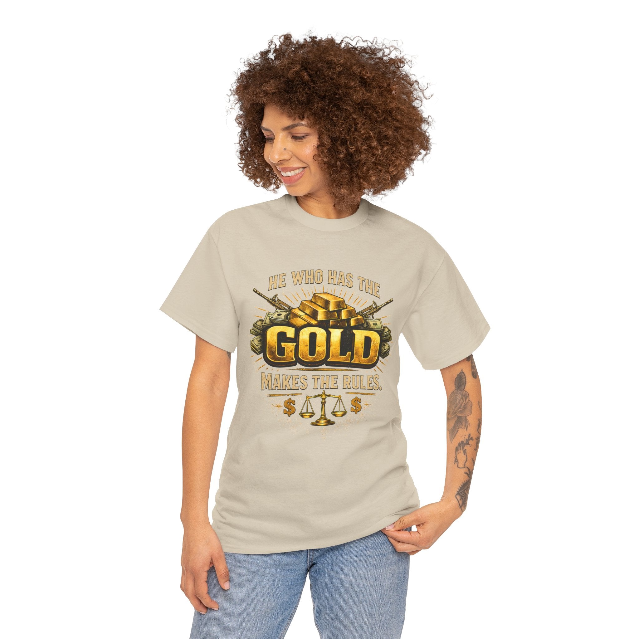 'He Who Has the Gold Makes the Rules' Vintage Justice Tee -- Gildan 5000