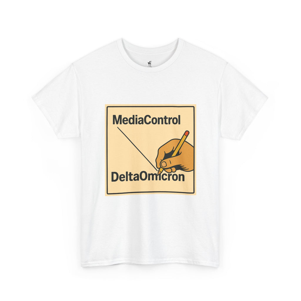 "Media Control Delta Omicron" Vintage Handwriting Logo Tee -- Gildan 5000