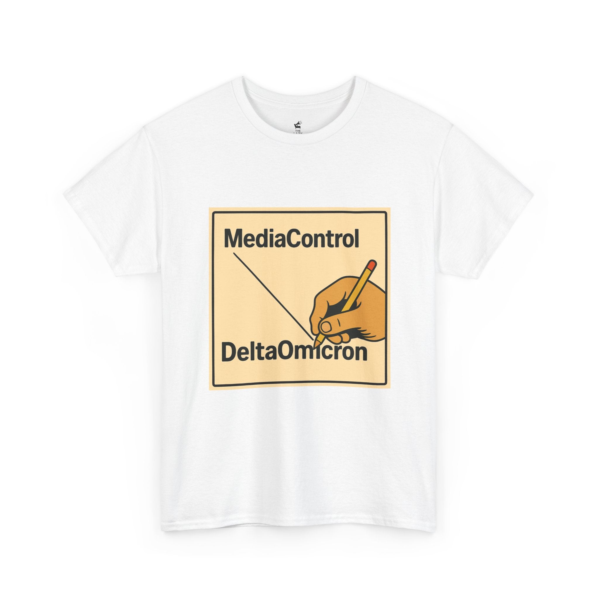 "Media Control Delta Omicron" Vintage Handwriting Logo Tee -- Gildan 5000