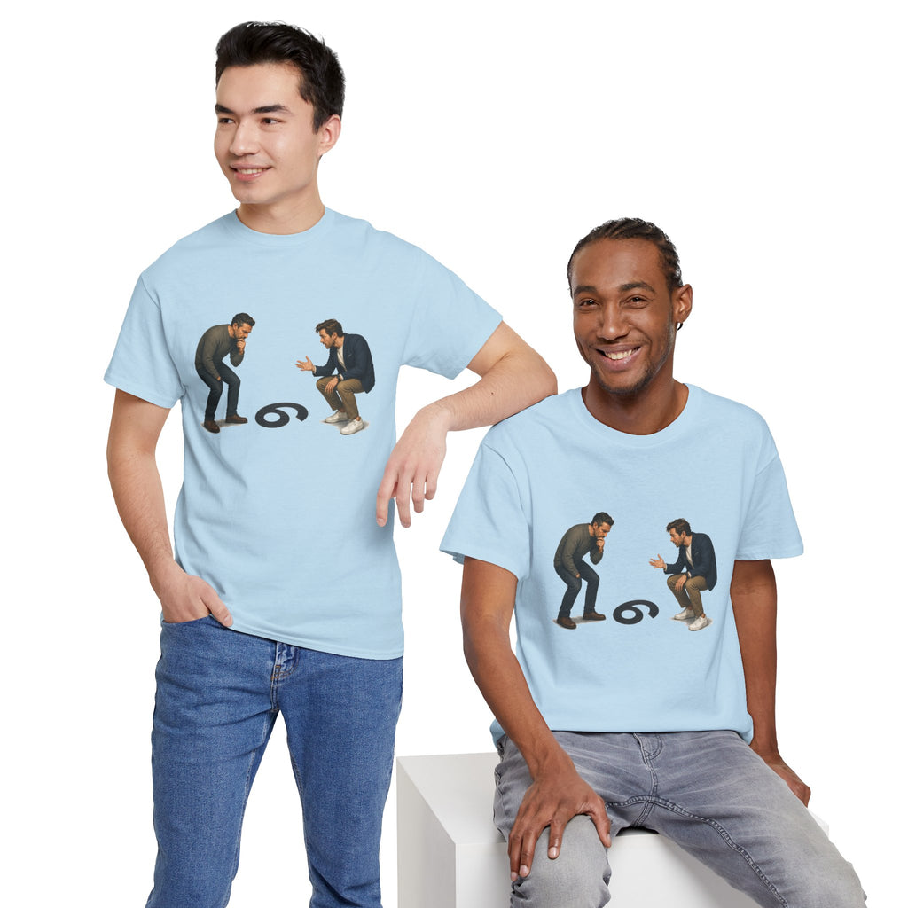 "9 or 6" Men Squatting Over Confusion Graphic Tee -- Gildan 5000