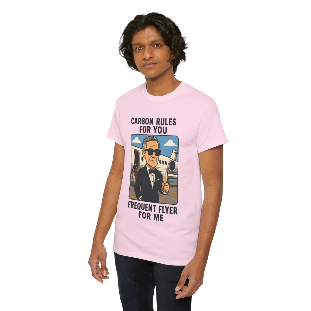 "Carbon Rules For You, Frequent Flyer For Me" Funny Pilot/Travel Shirt -- Gildan 5000