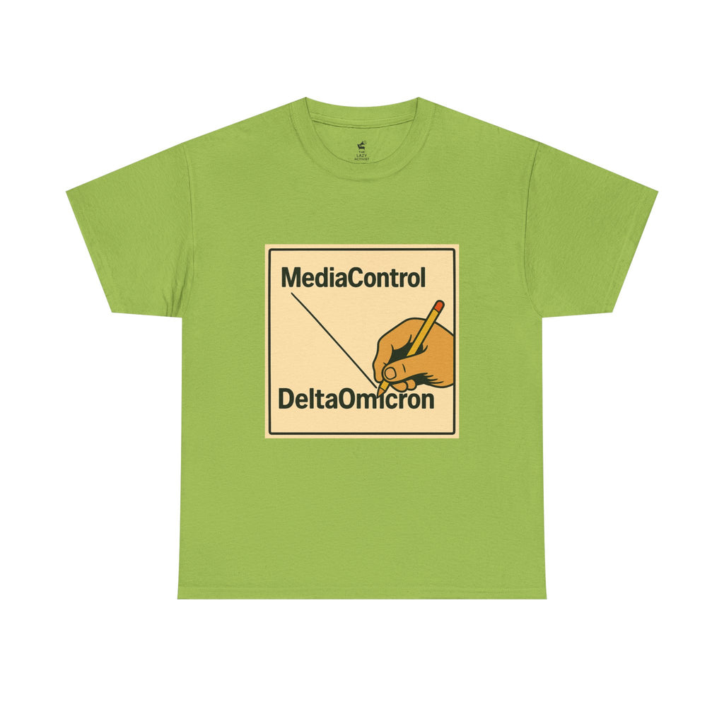 "Media Control Delta Omicron" Vintage Handwriting Logo Tee -- Gildan 5000