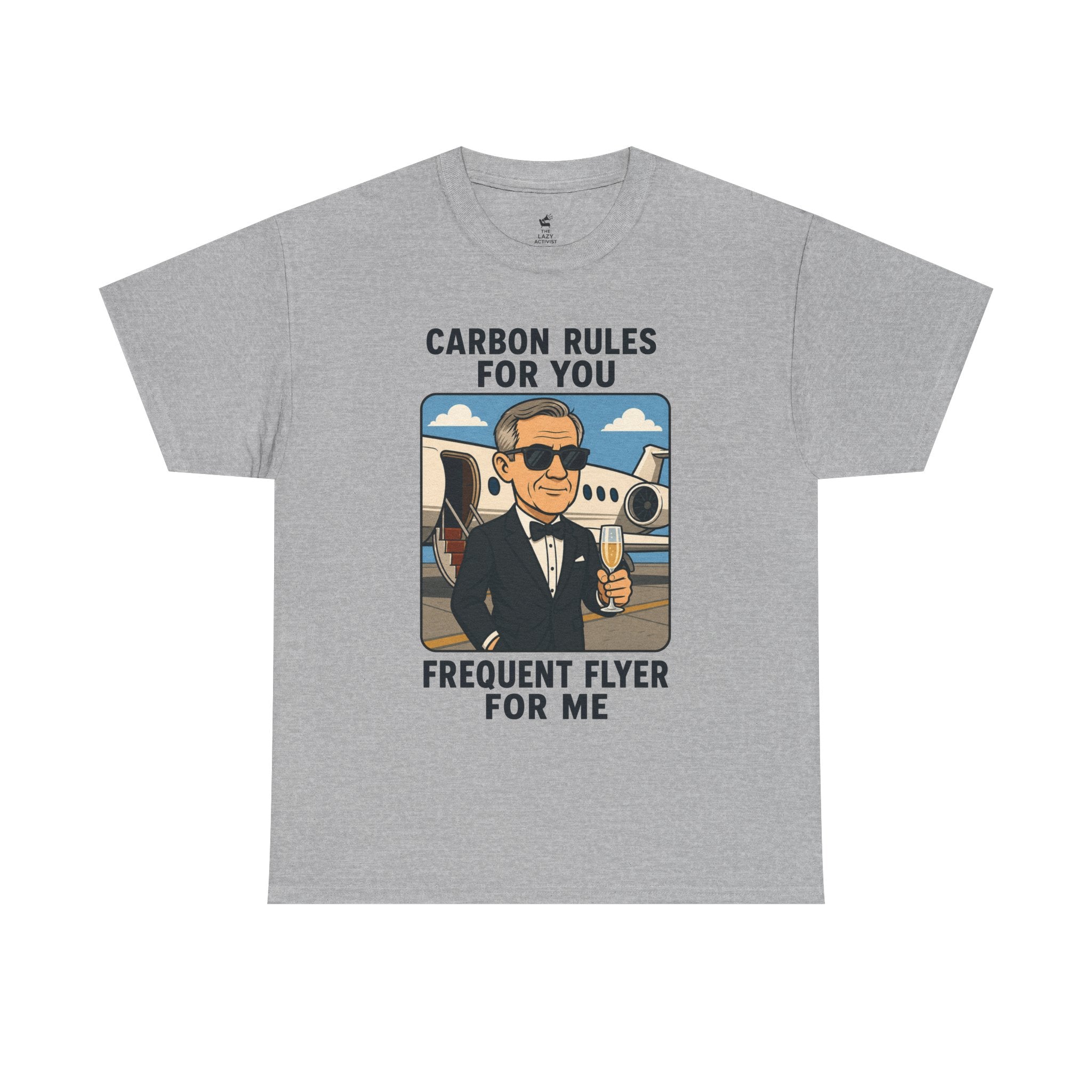 "Carbon Rules For You, Frequent Flyer For Me" Funny Pilot/Travel Shirt -- Gildan 5000