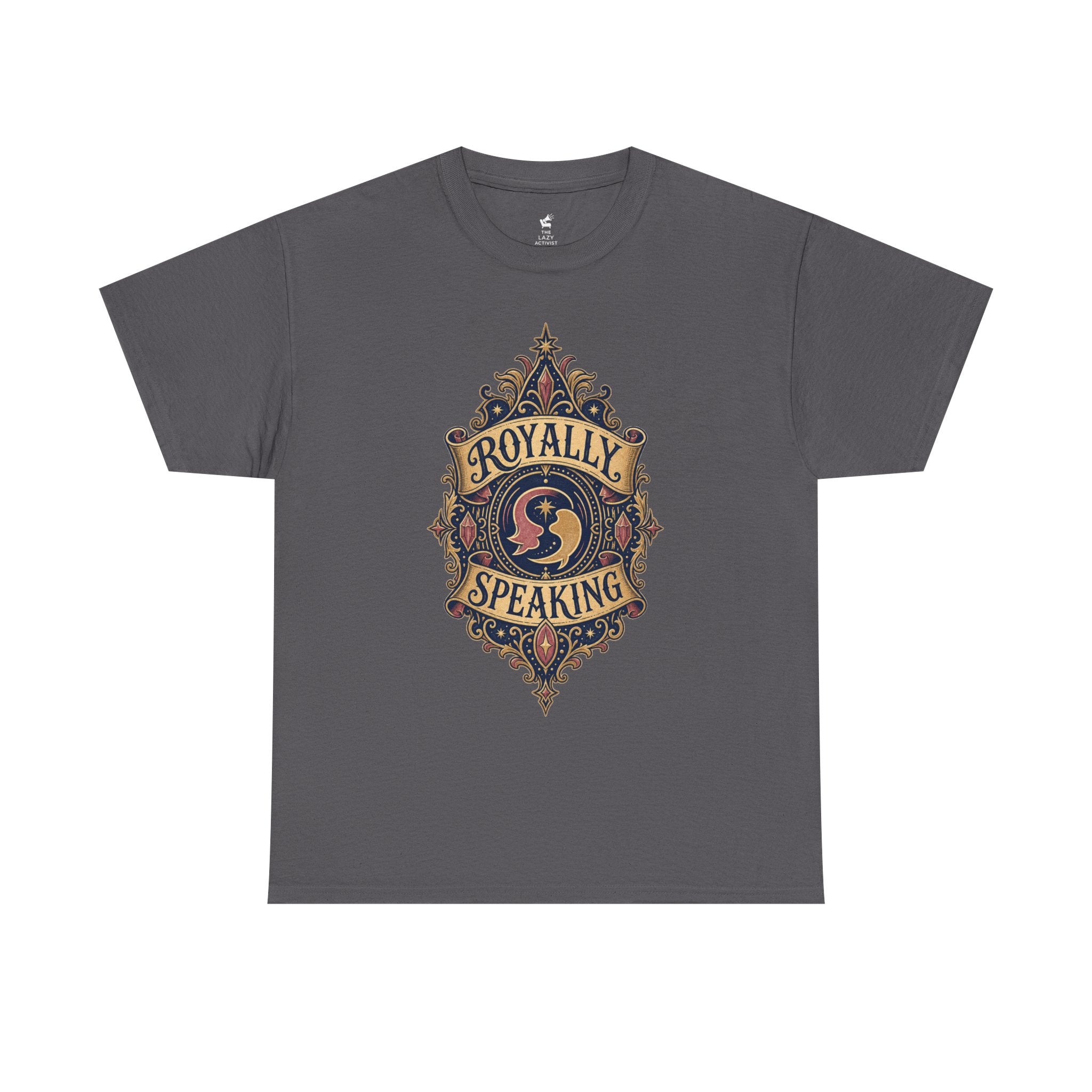 "Royally Speaking" Vintage Crest Graphic Tee -- Gildan 5000